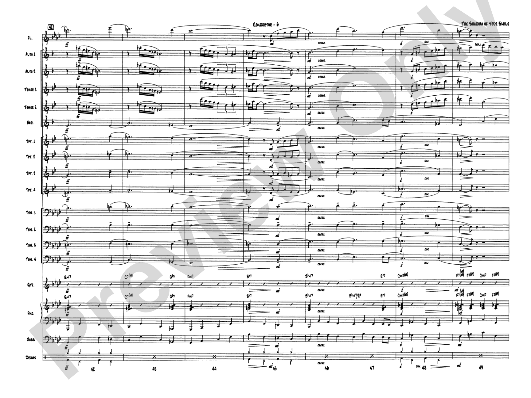 The Shadow of Your Smile (from The Sandpiper): Jazz Ensemble Conductor Score & Parts