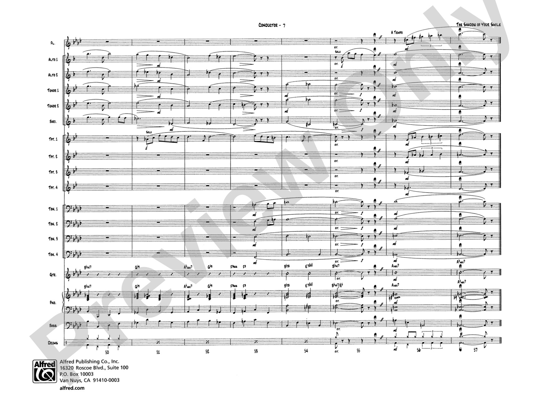 The Shadow of Your Smile (from The Sandpiper): Jazz Ensemble Conductor Score & Parts
