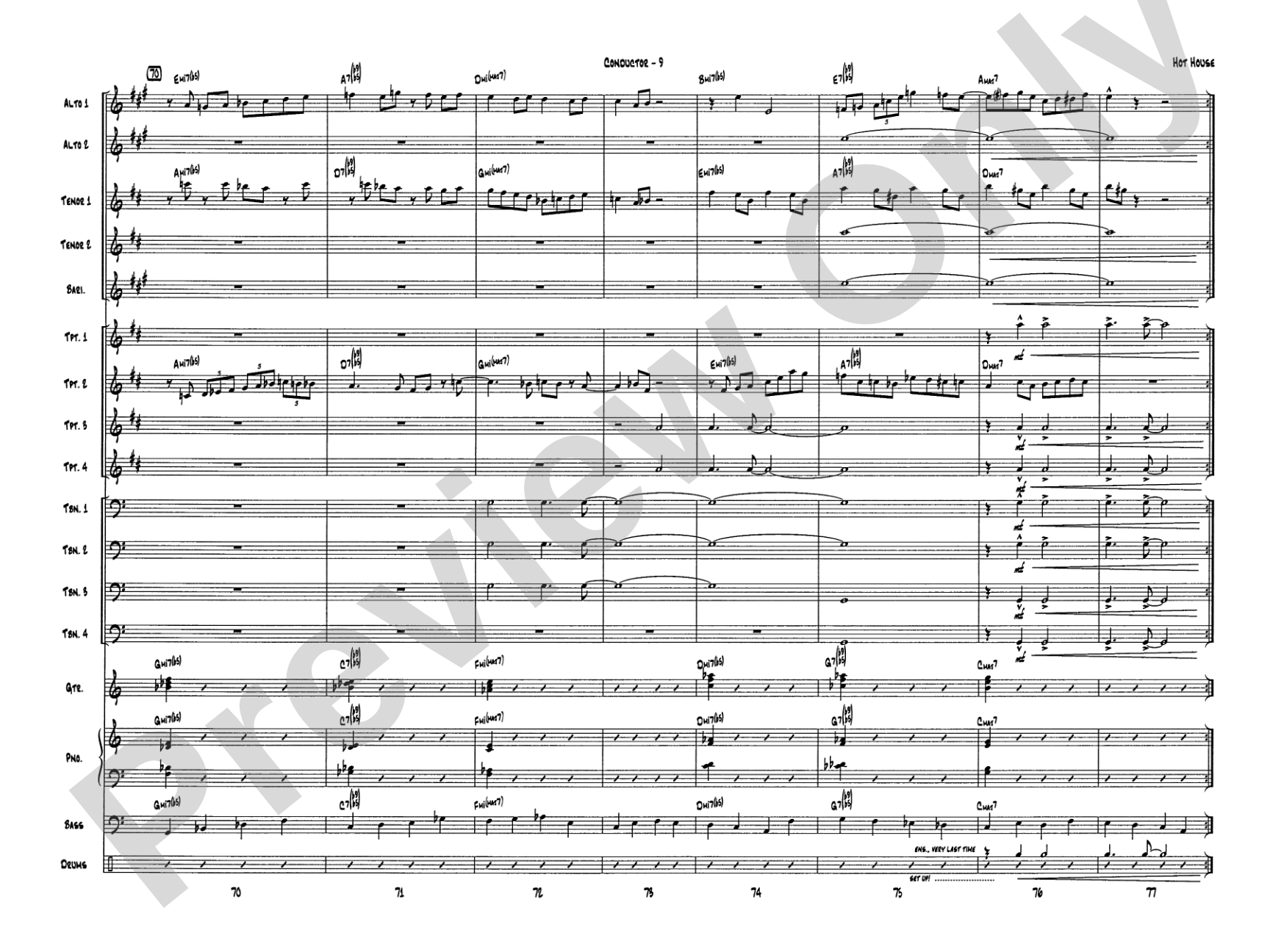 Hot House: Jazz Ensemble Conductor Score & Parts
