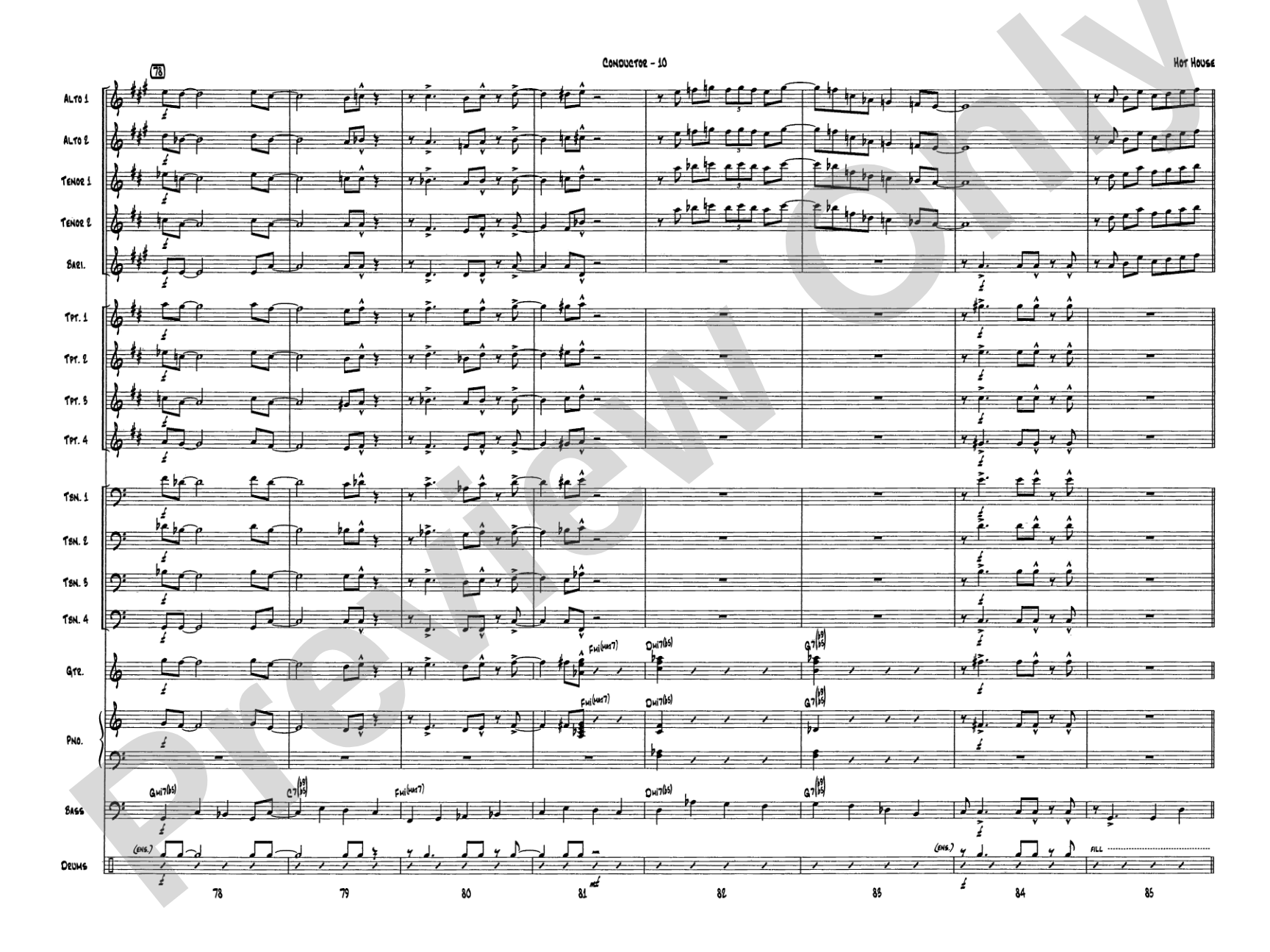 Hot House: Jazz Ensemble Conductor Score & Parts