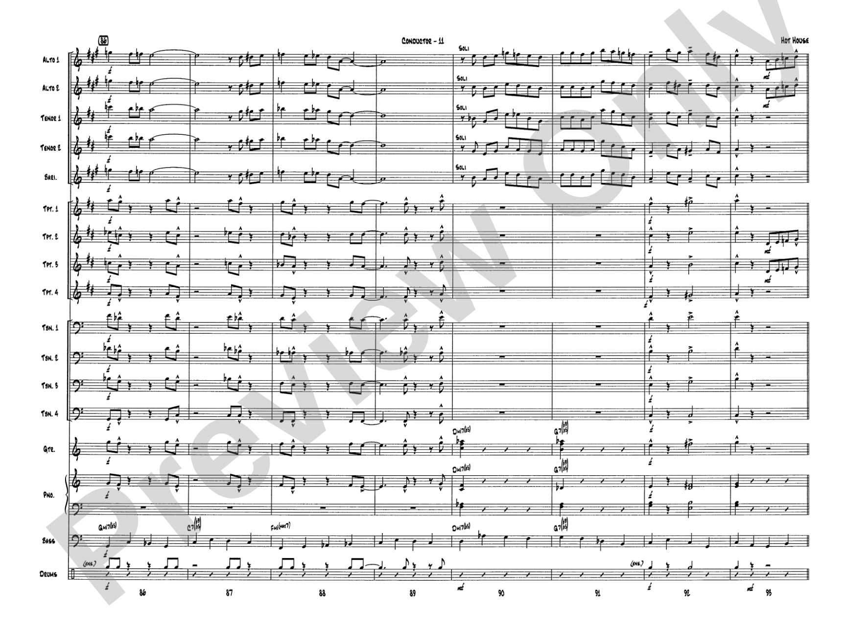 Hot House: Jazz Ensemble Conductor Score & Parts