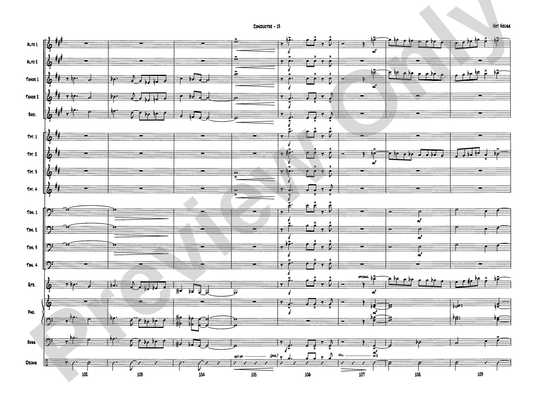 Hot House: Jazz Ensemble Conductor Score & Parts