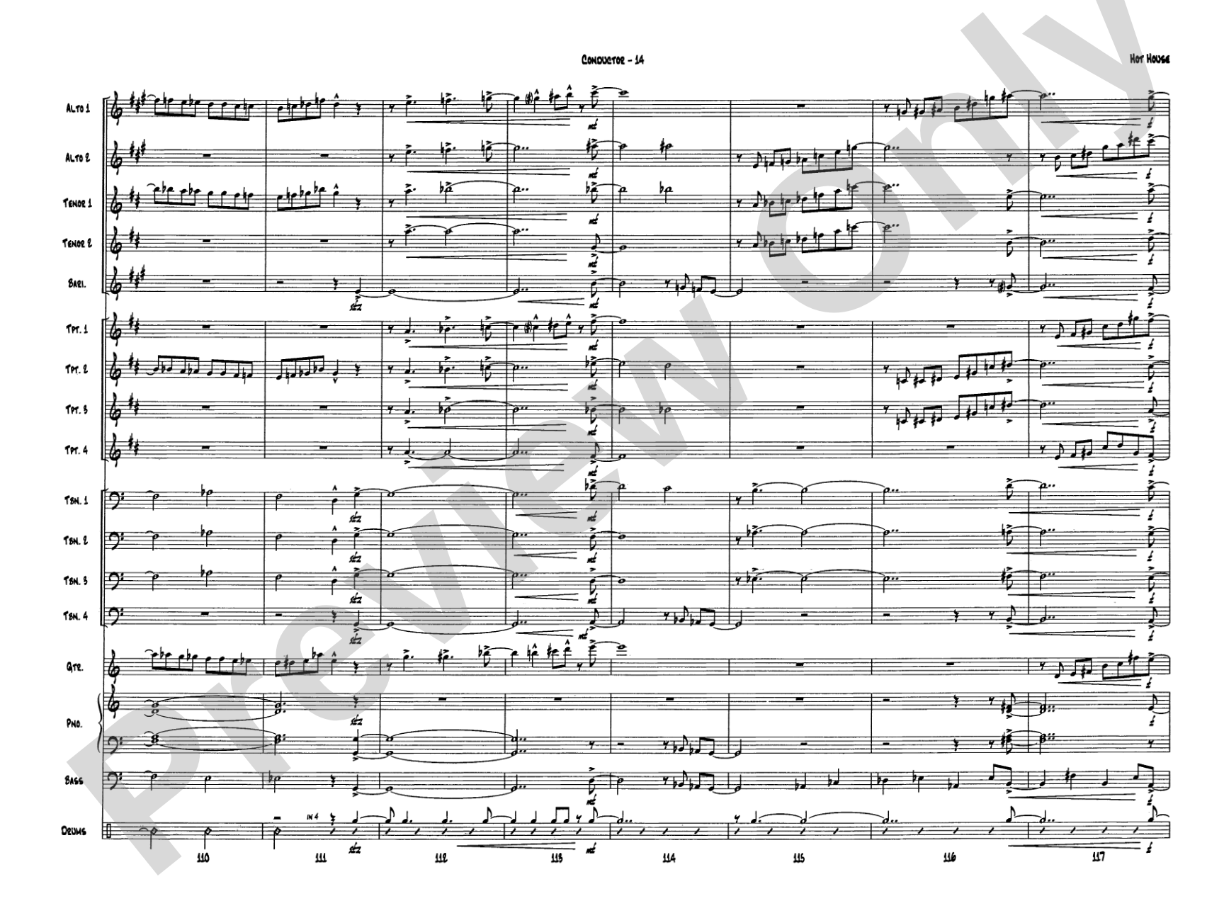Hot House: Jazz Ensemble Conductor Score & Parts