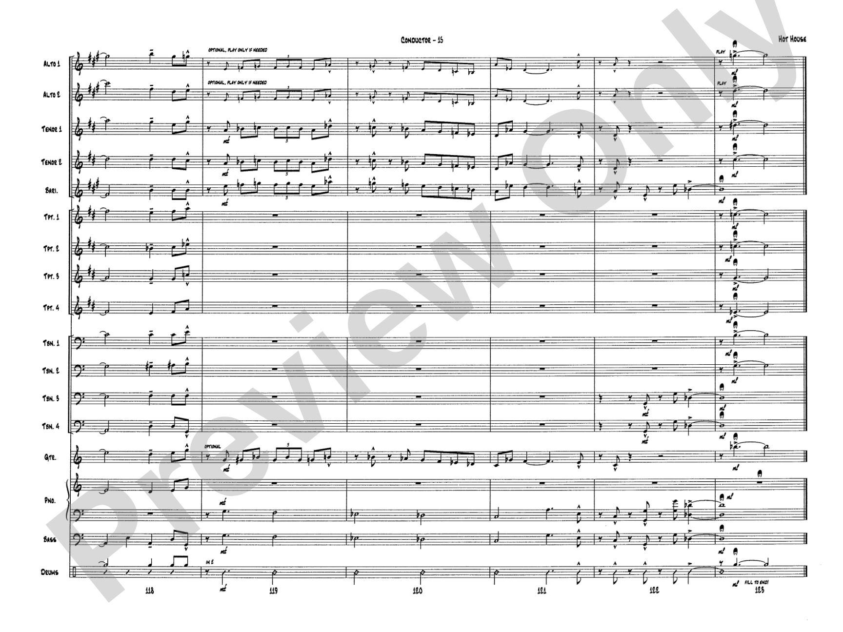 Hot House: Jazz Ensemble Conductor Score & Parts