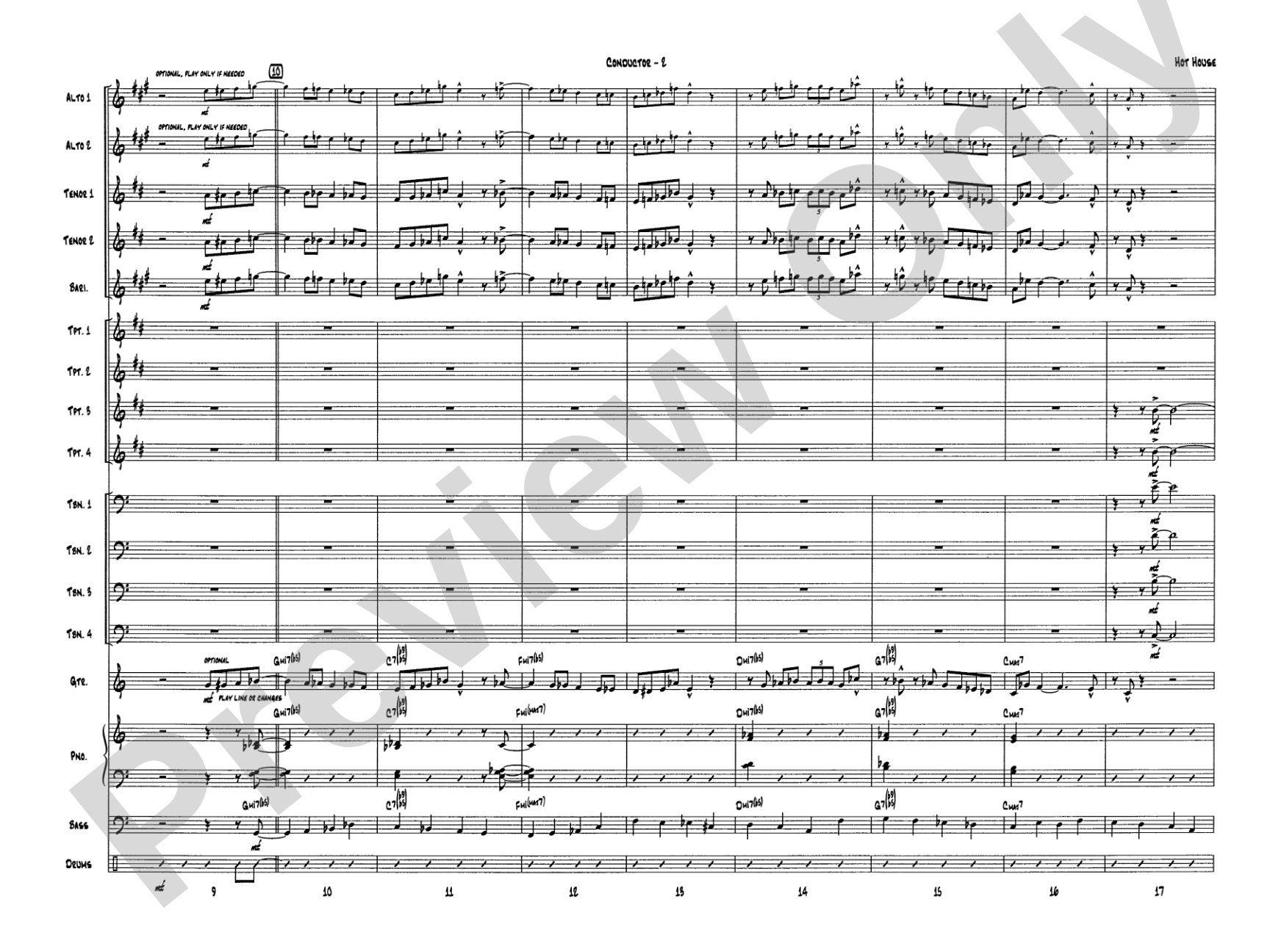 Hot House: Jazz Ensemble Conductor Score & Parts
