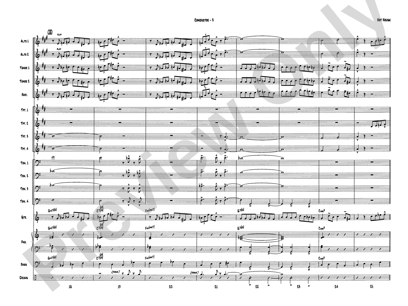 Hot House: Jazz Ensemble Conductor Score & Parts