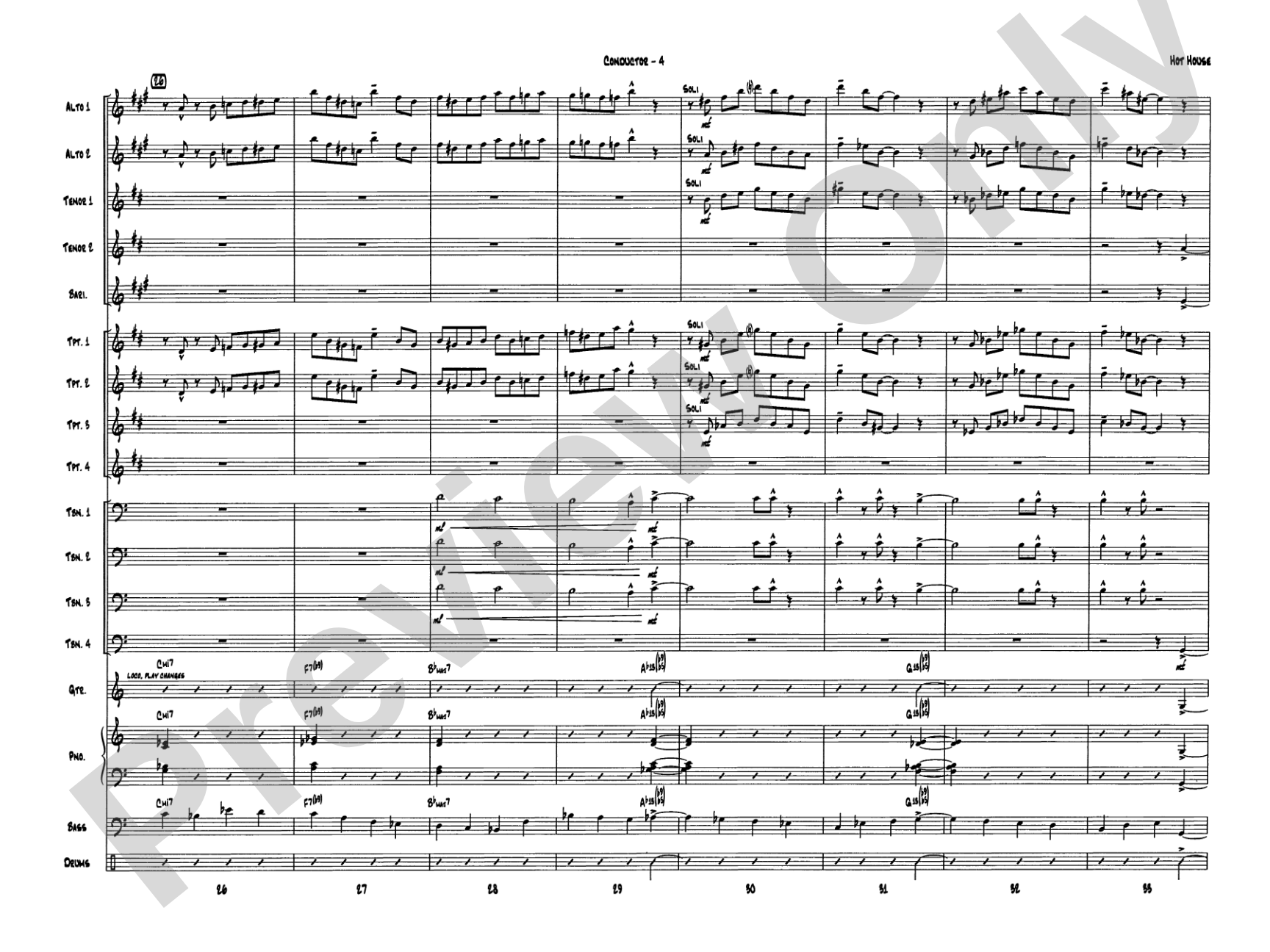 Hot House: Jazz Ensemble Conductor Score & Parts
