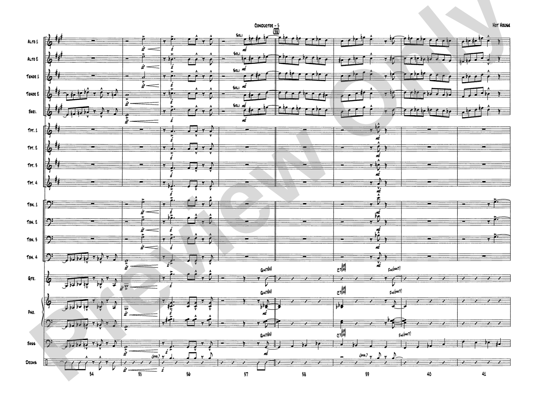 Hot House: Jazz Ensemble Conductor Score & Parts