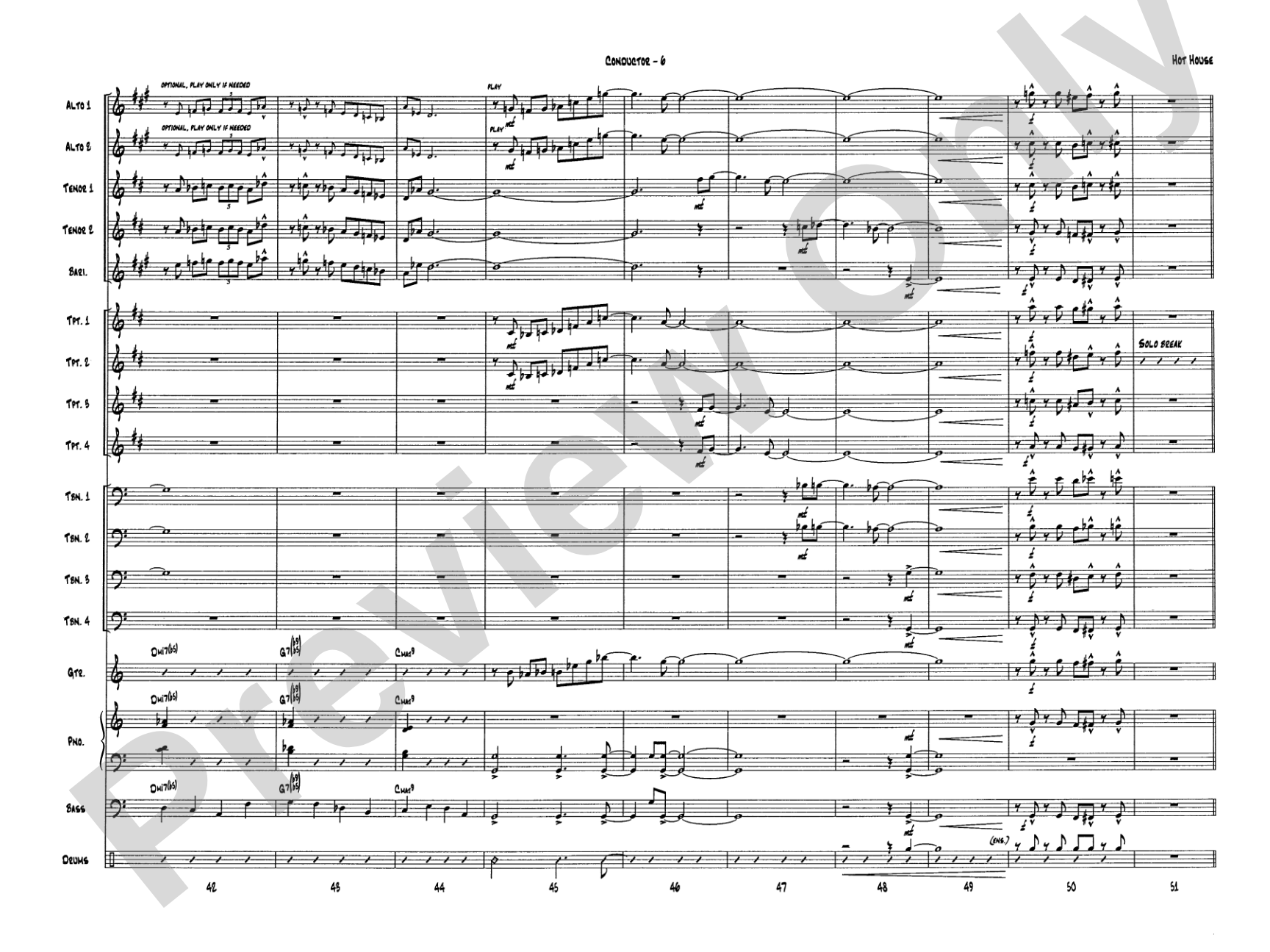 Hot House: Jazz Ensemble Conductor Score & Parts