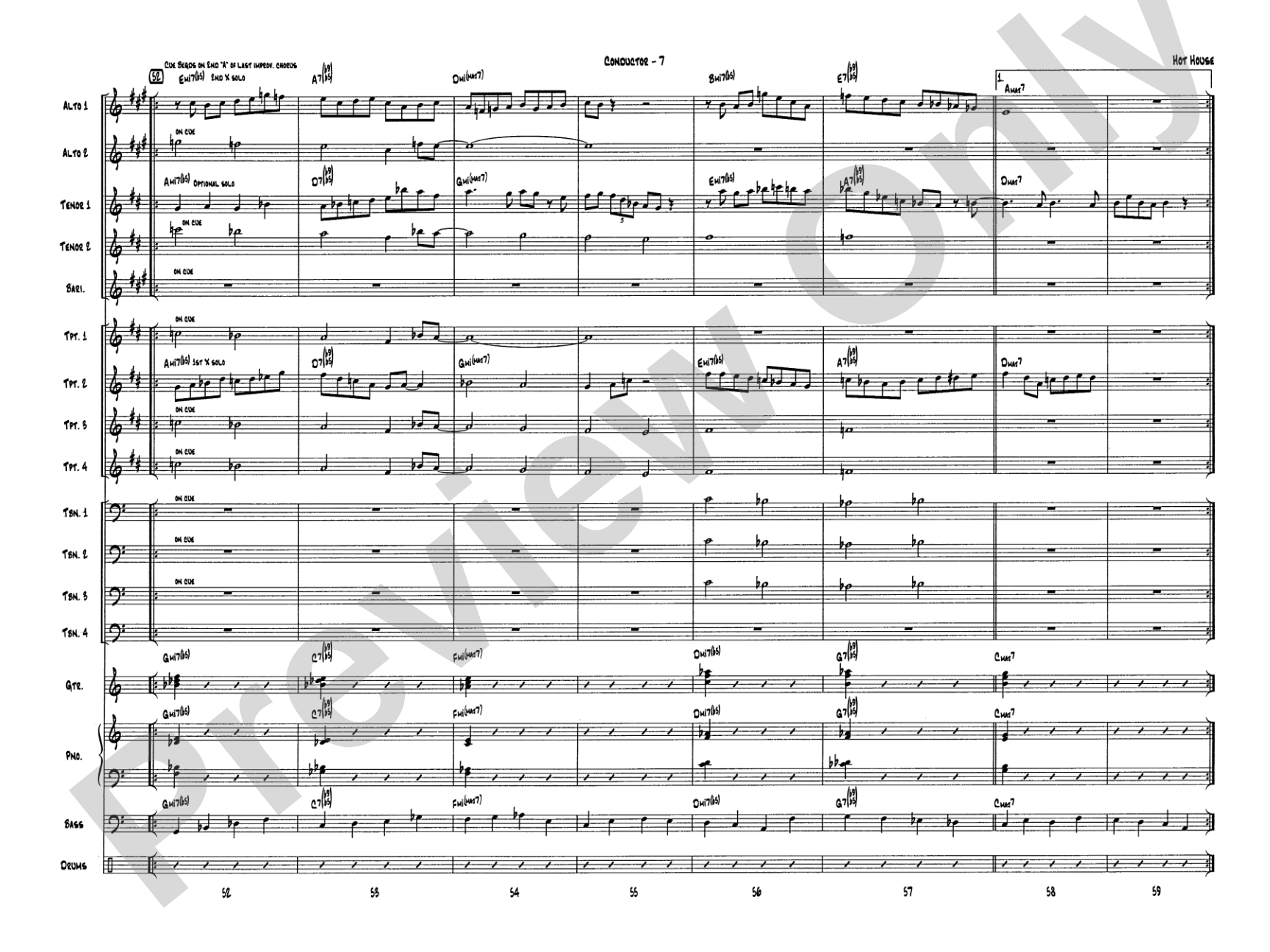 Hot House: Jazz Ensemble Conductor Score & Parts