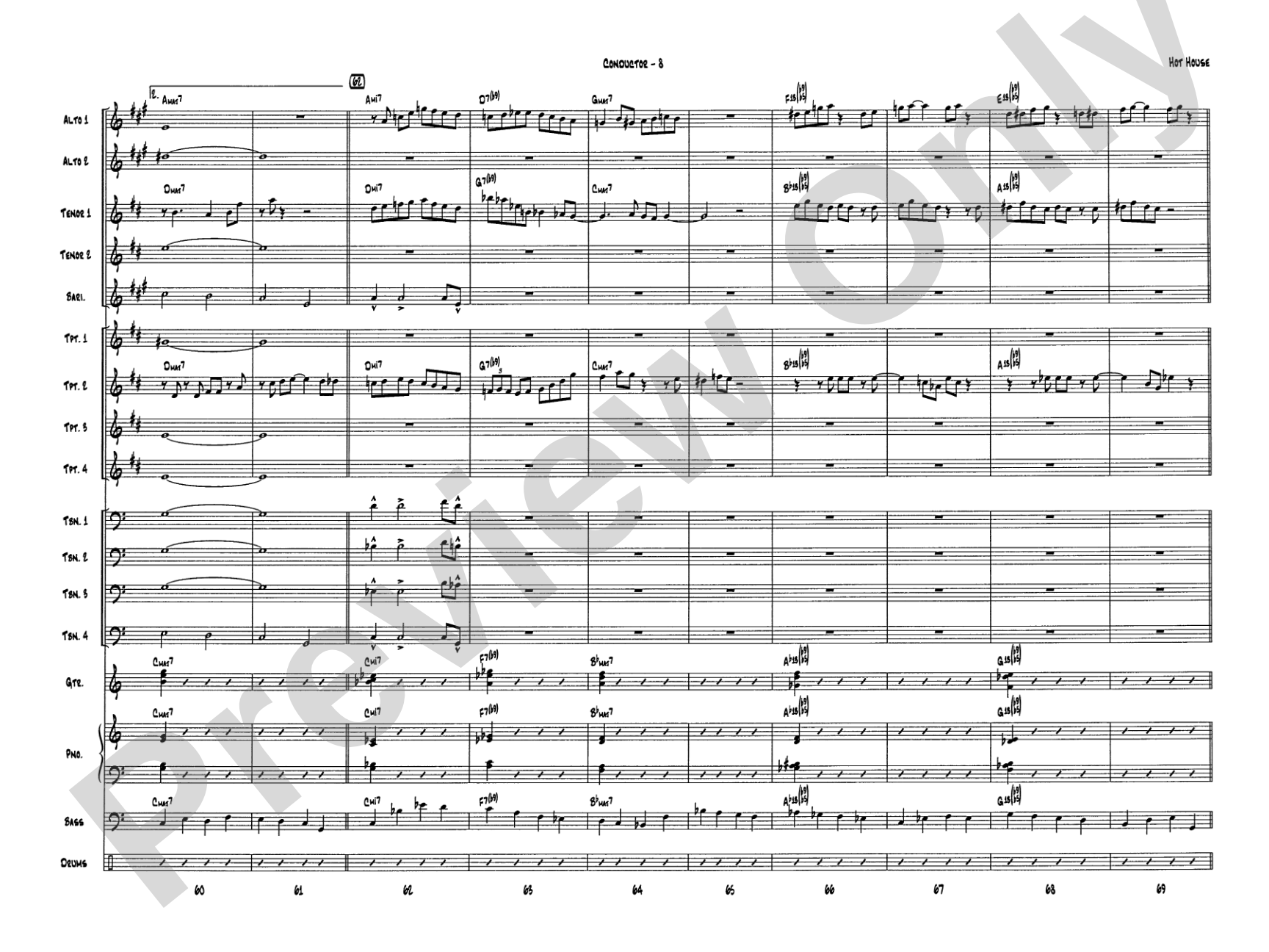 Hot House: Jazz Ensemble Conductor Score & Parts