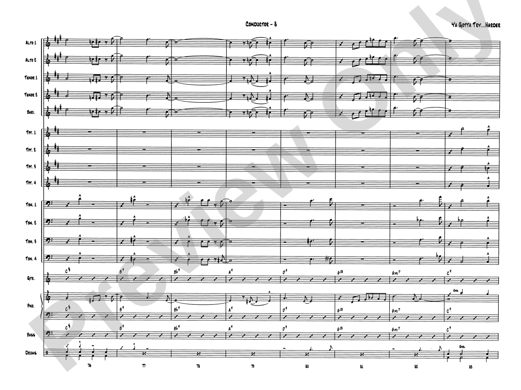 Ya Gotta Try... Harder: Jazz Ensemble Conductor Score & Parts