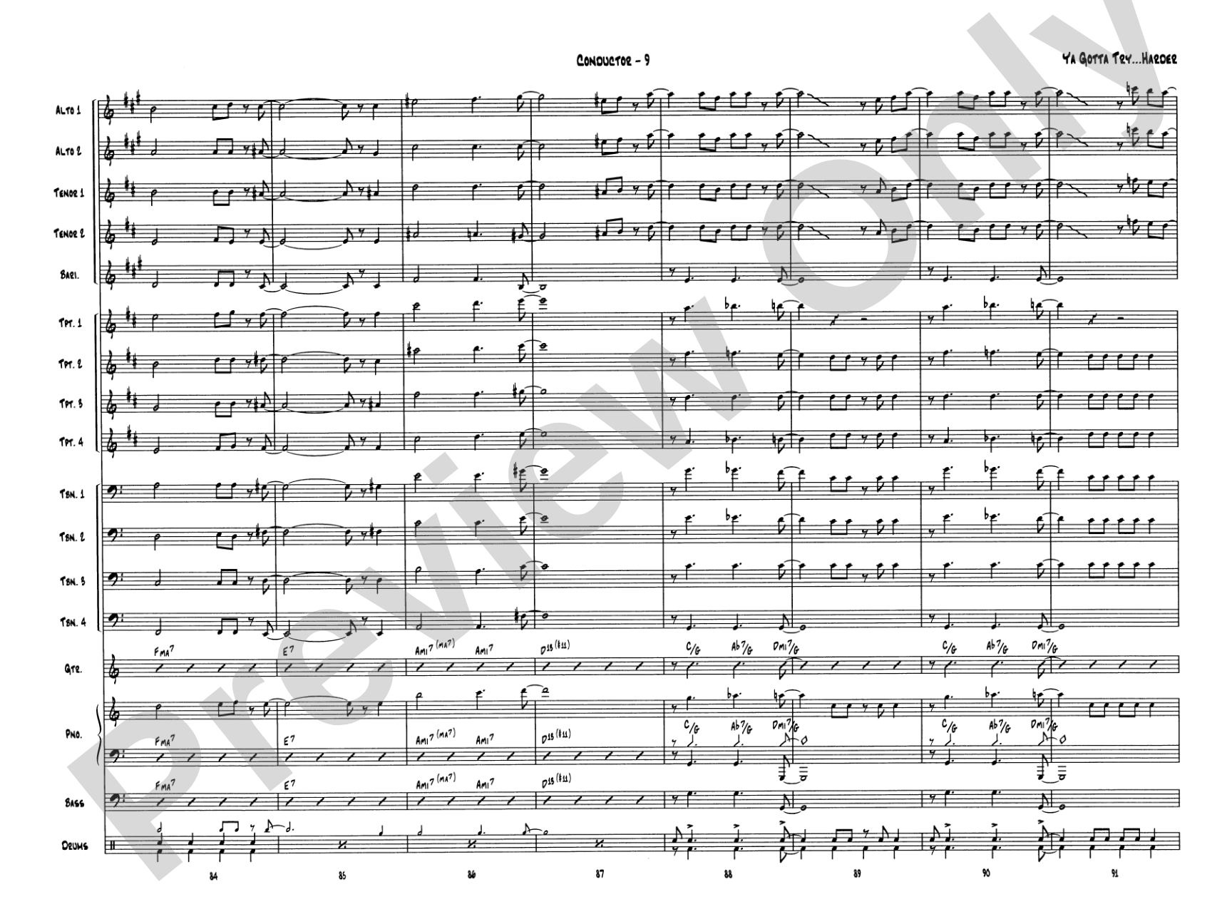 Ya Gotta Try... Harder: Jazz Ensemble Conductor Score & Parts