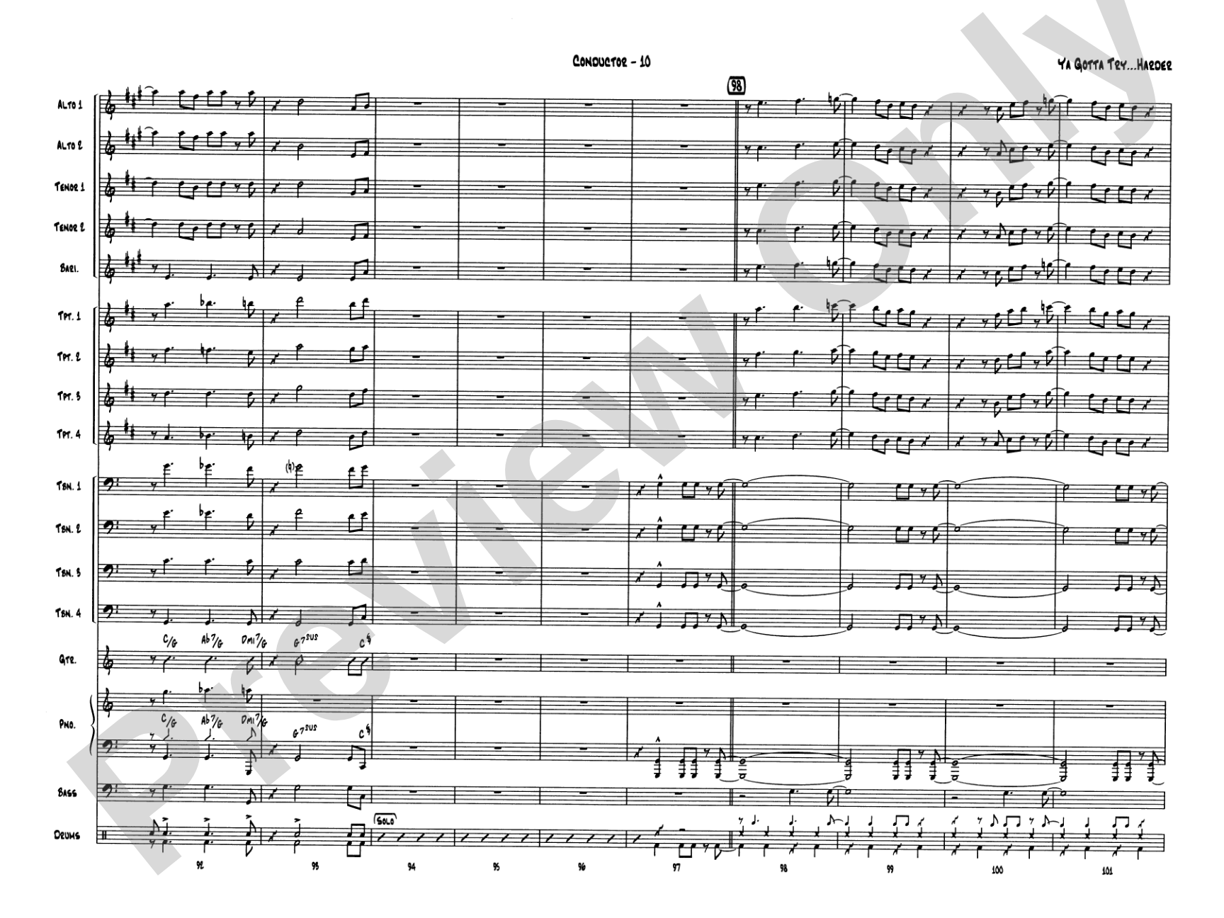 Ya Gotta Try... Harder: Jazz Ensemble Conductor Score & Parts