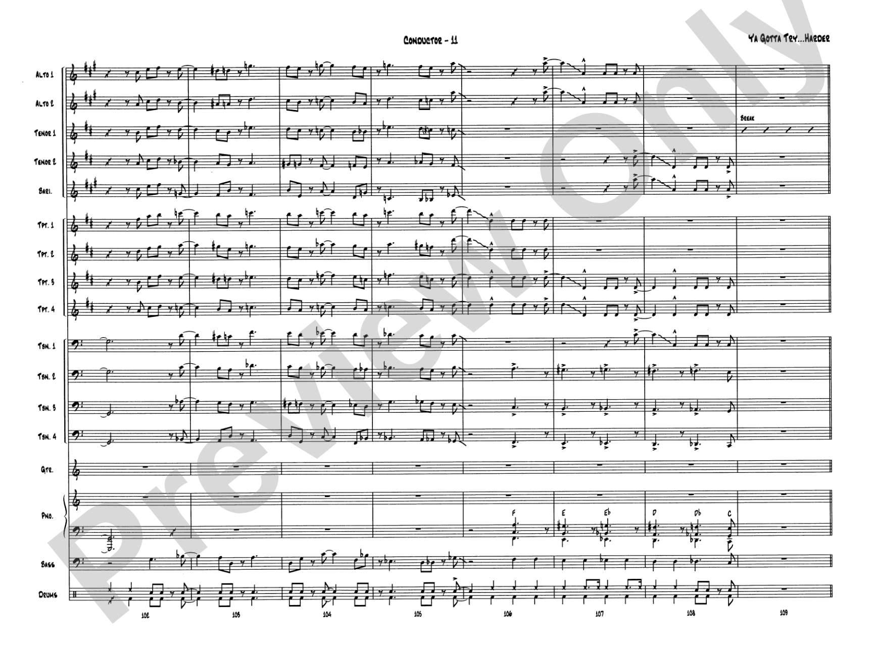 Ya Gotta Try... Harder: Jazz Ensemble Conductor Score & Parts