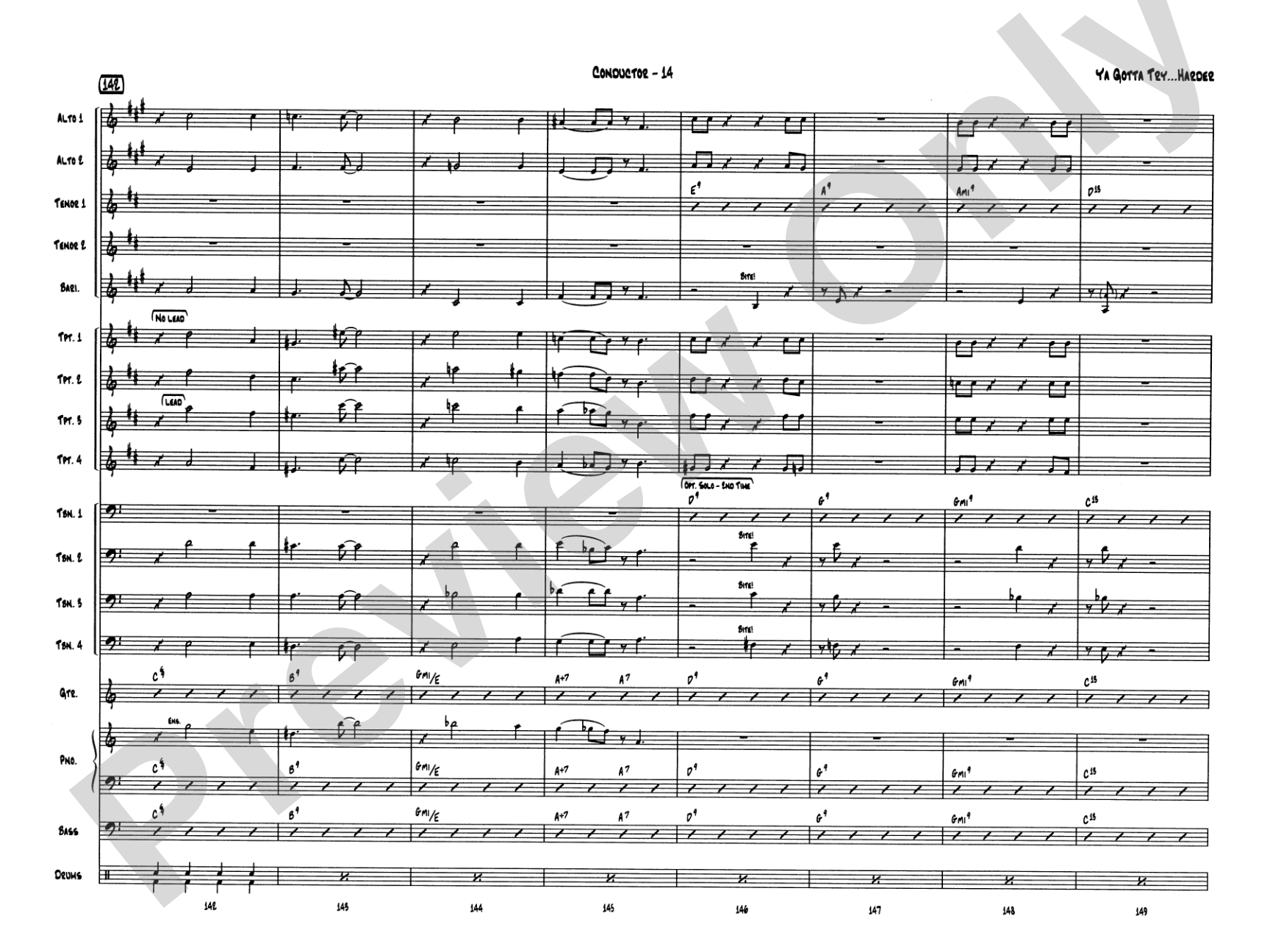 Ya Gotta Try... Harder: Jazz Ensemble Conductor Score & Parts