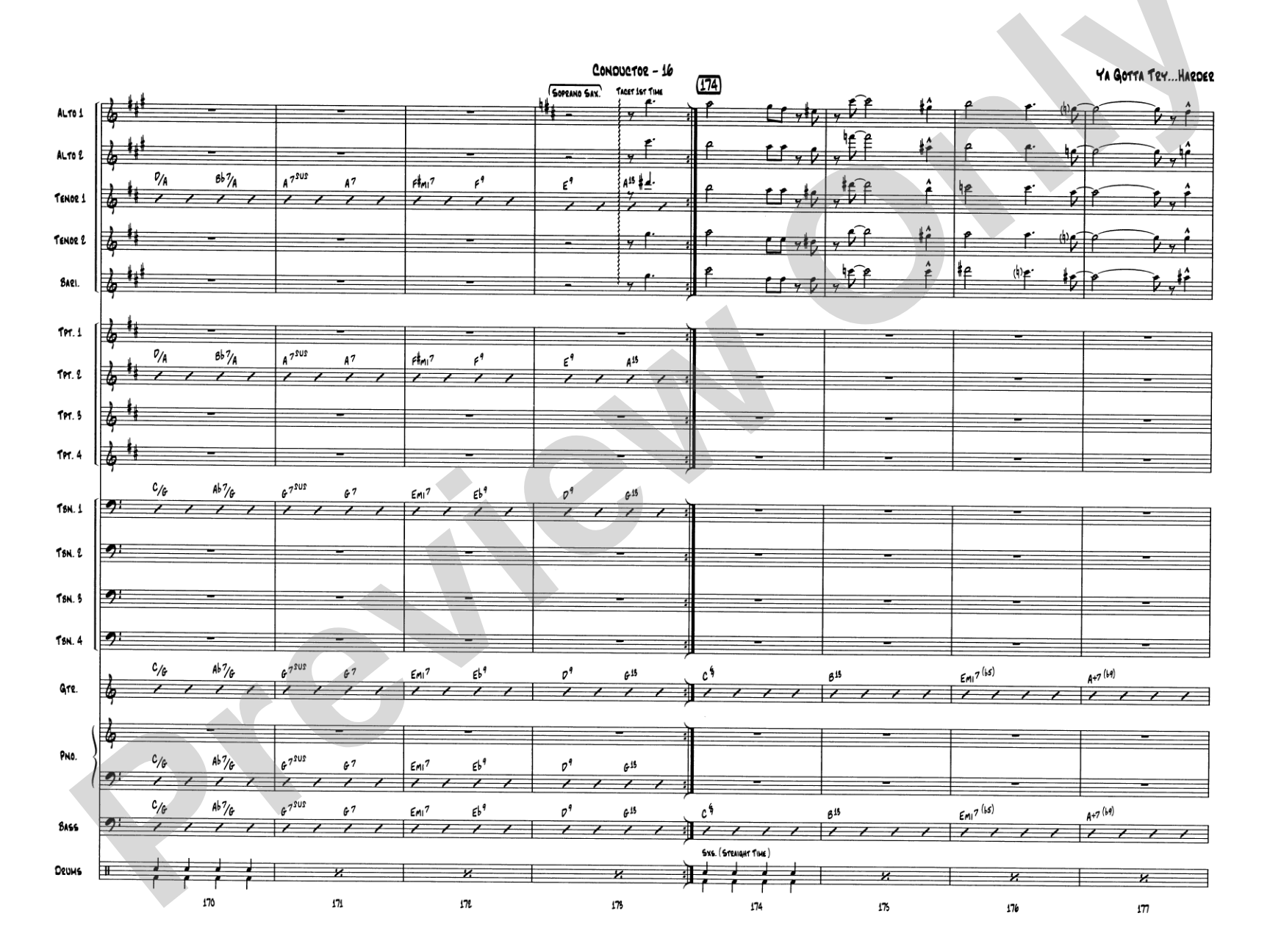 Ya Gotta Try... Harder: Jazz Ensemble Conductor Score & Parts