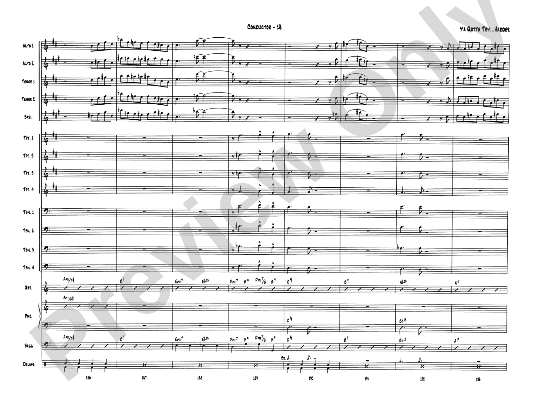 Ya Gotta Try... Harder: Jazz Ensemble Conductor Score & Parts