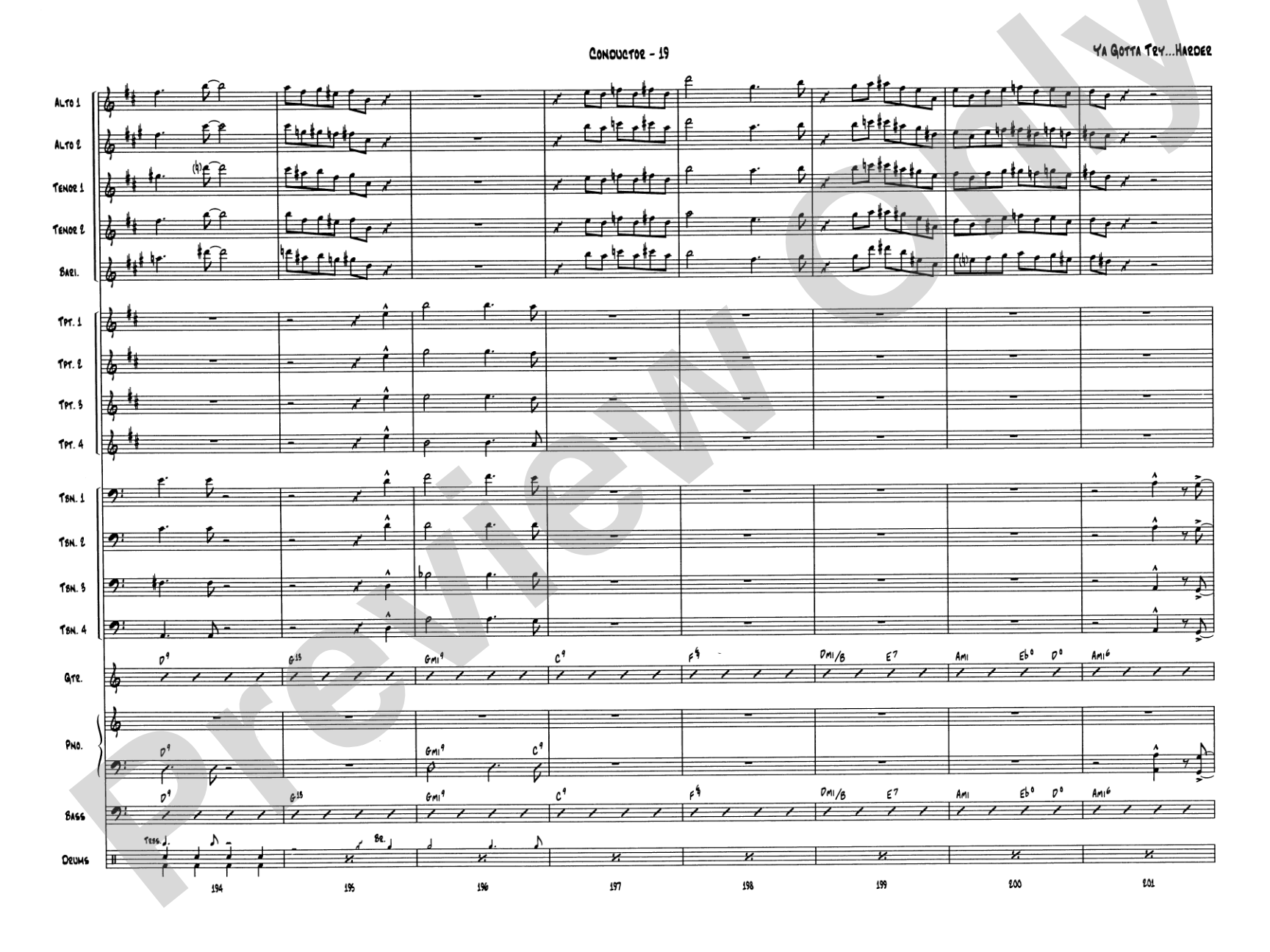Ya Gotta Try... Harder: Jazz Ensemble Conductor Score & Parts