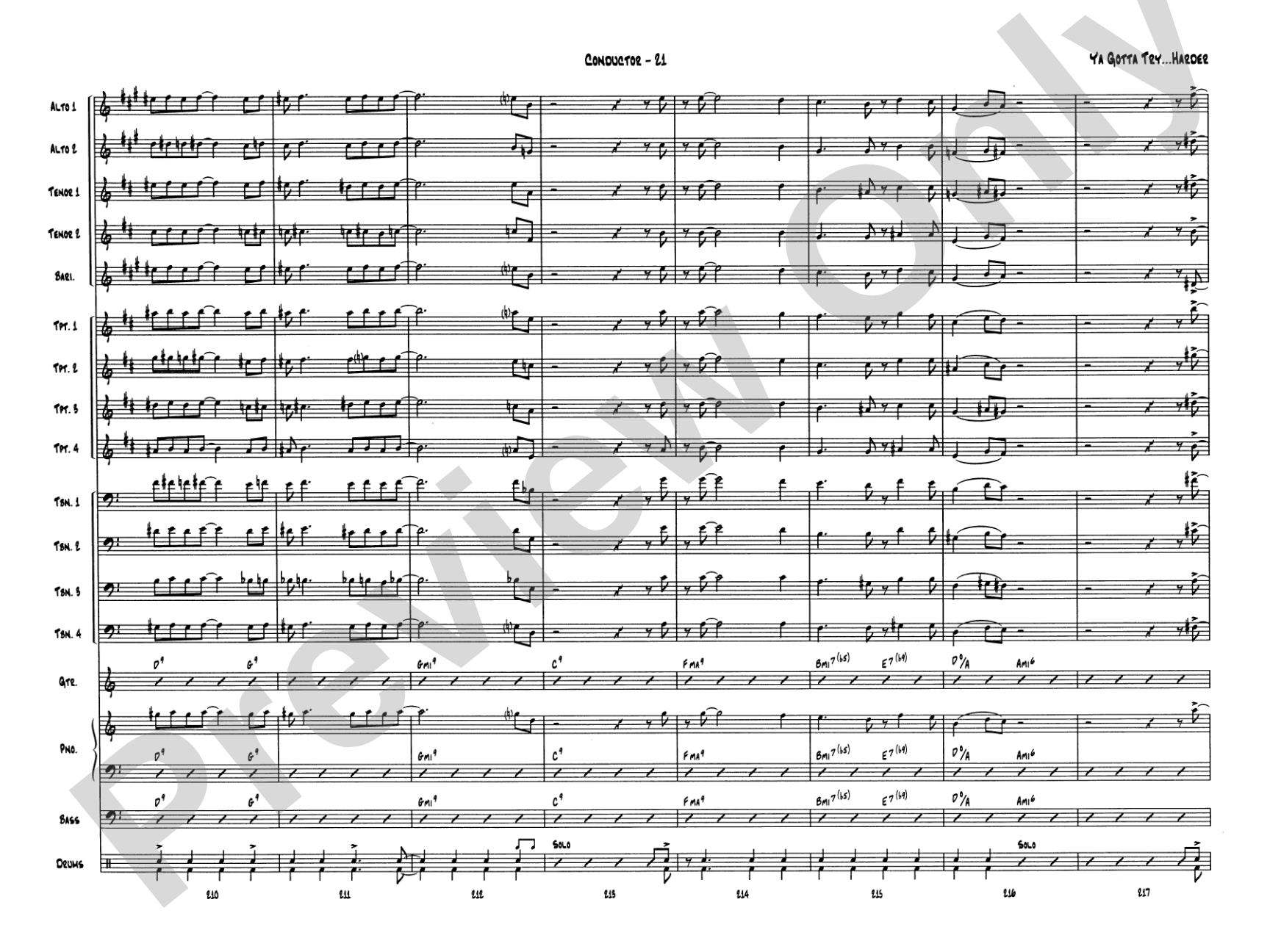 Ya Gotta Try... Harder: Jazz Ensemble Conductor Score & Parts