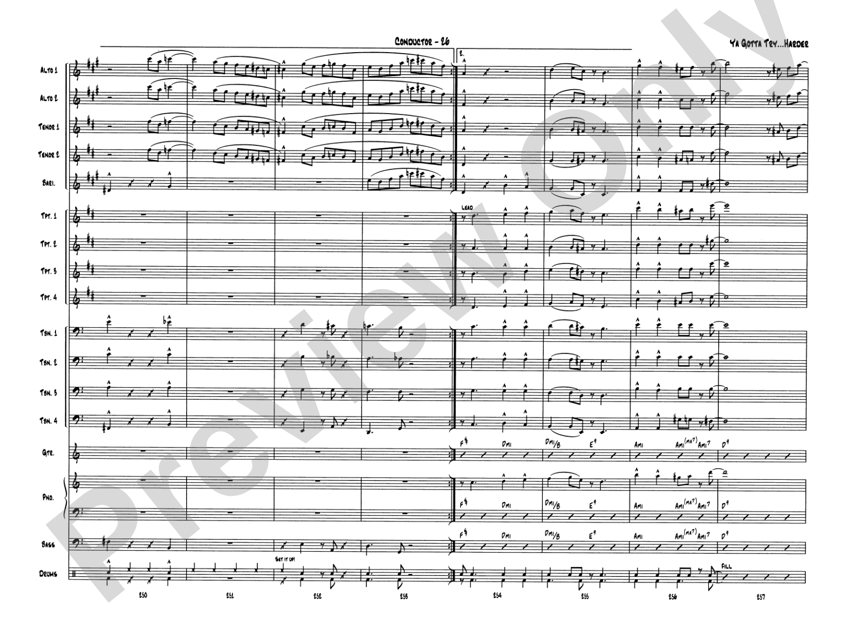 Ya Gotta Try... Harder: Jazz Ensemble Conductor Score & Parts