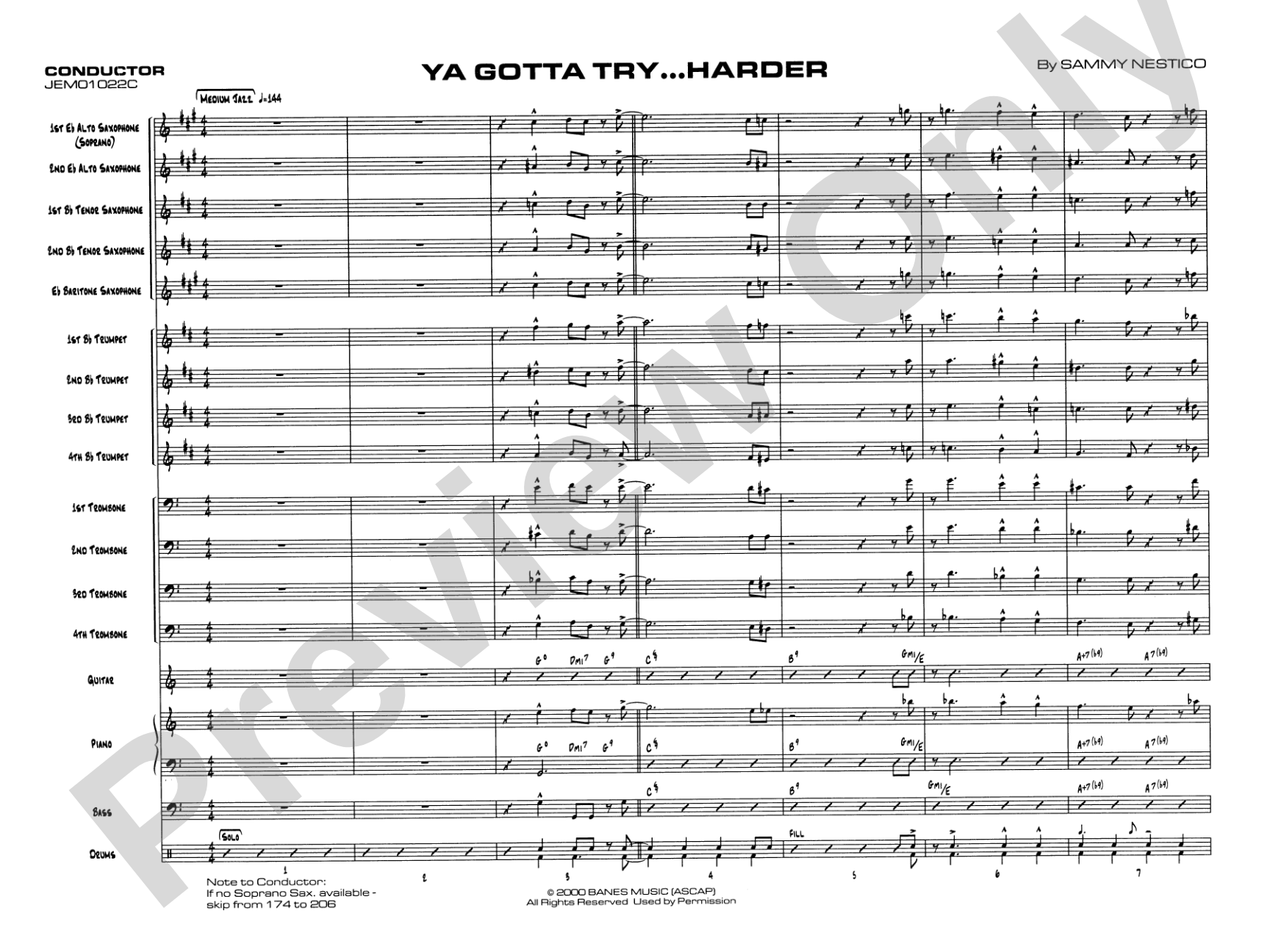 Ya Gotta Try... Harder: Jazz Ensemble Conductor Score & Parts