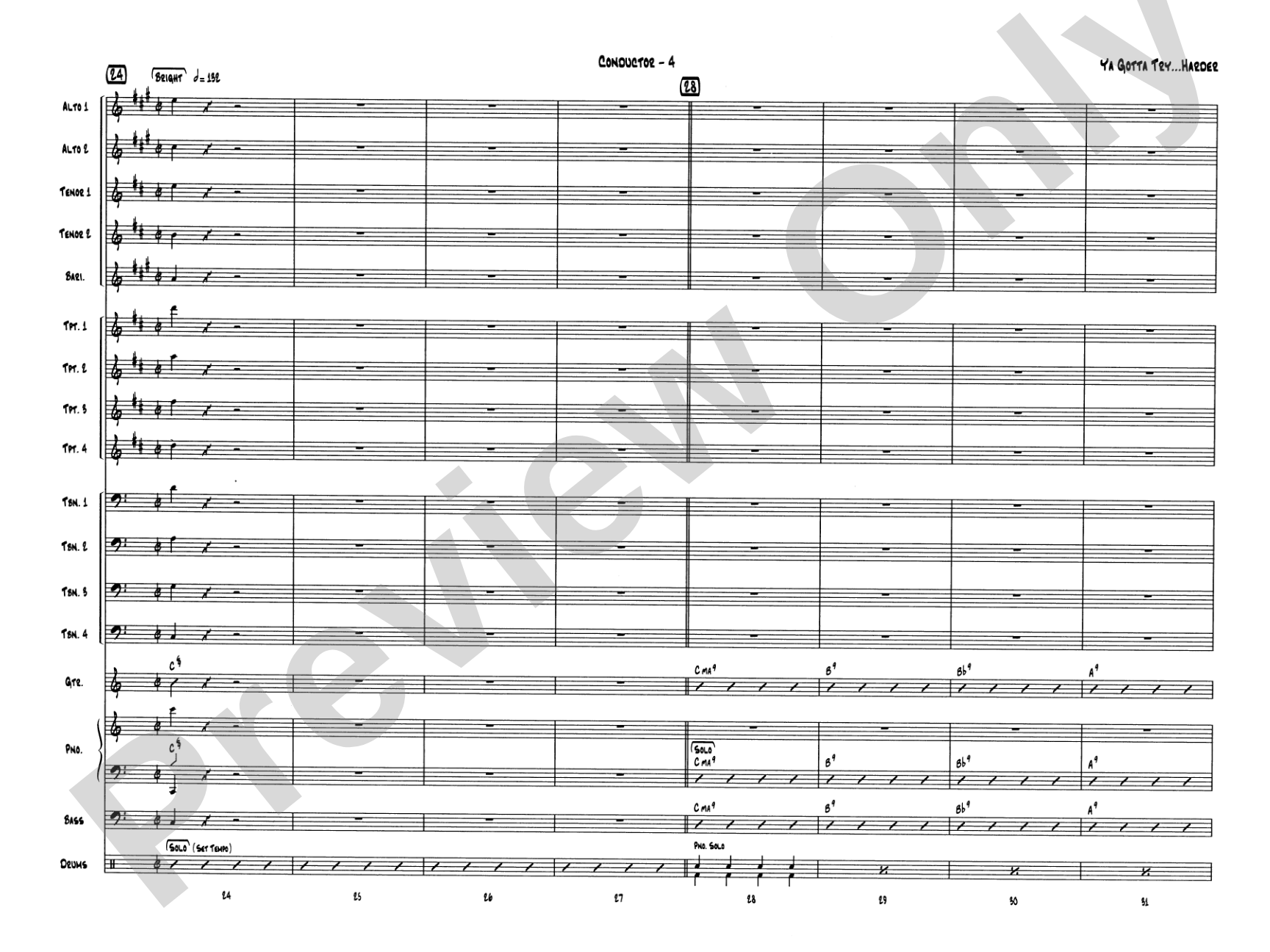 Ya Gotta Try... Harder: Jazz Ensemble Conductor Score & Parts