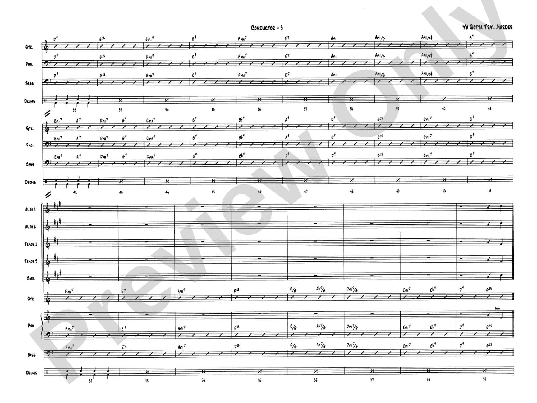 Ya Gotta Try... Harder: Jazz Ensemble Conductor Score & Parts