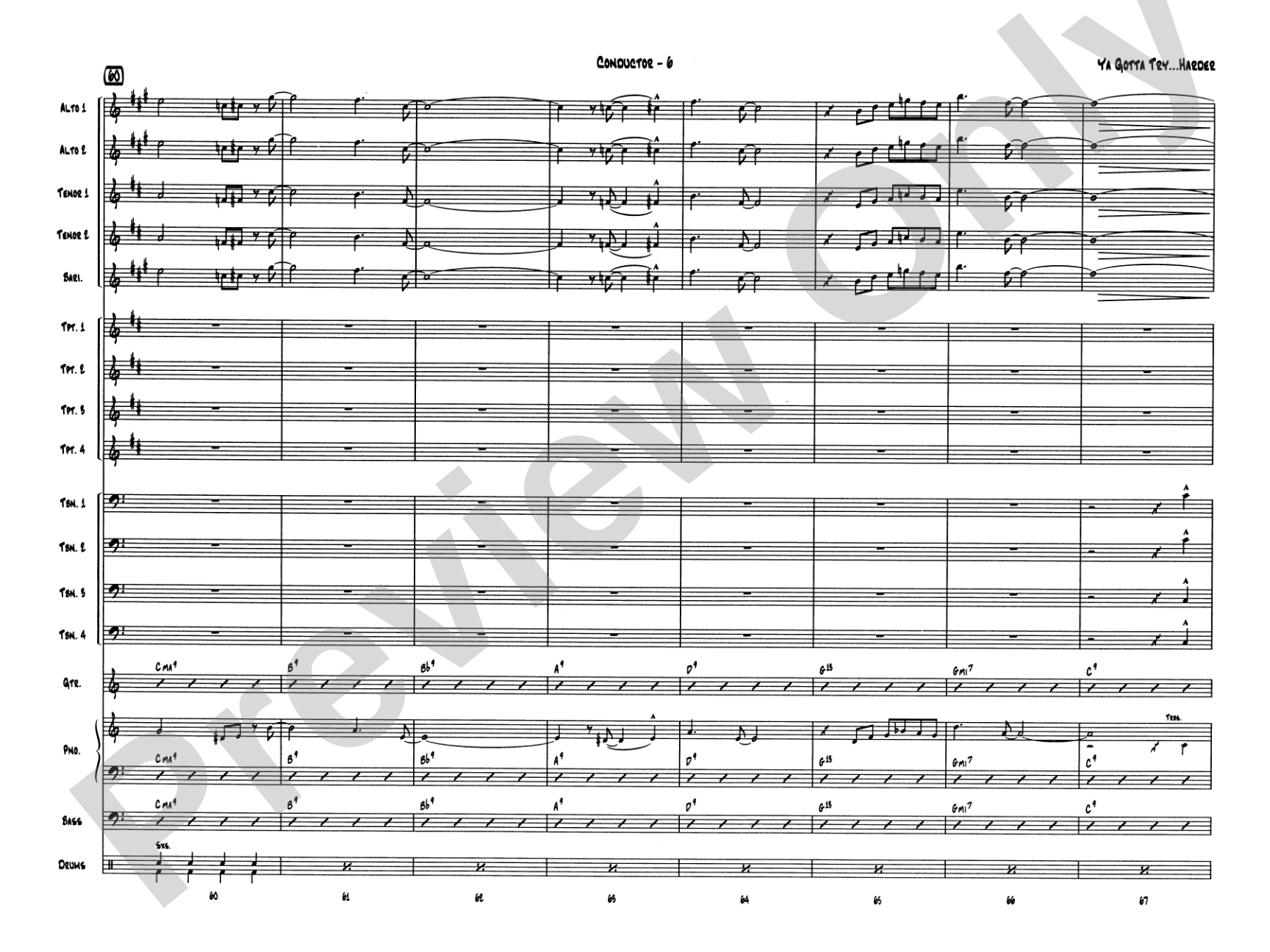 Ya Gotta Try... Harder: Jazz Ensemble Conductor Score & Parts