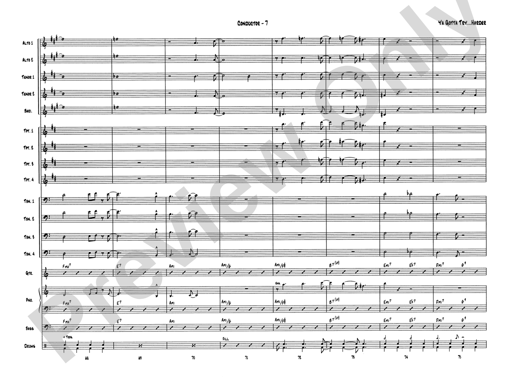 Ya Gotta Try... Harder: Jazz Ensemble Conductor Score & Parts