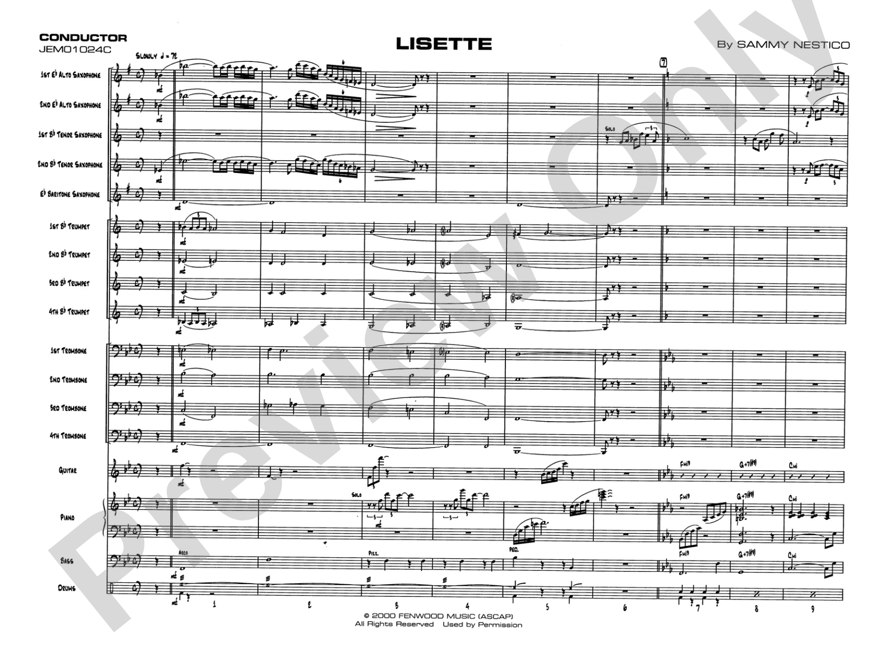 Lisette: Jazz Ensemble Conductor Score & Parts