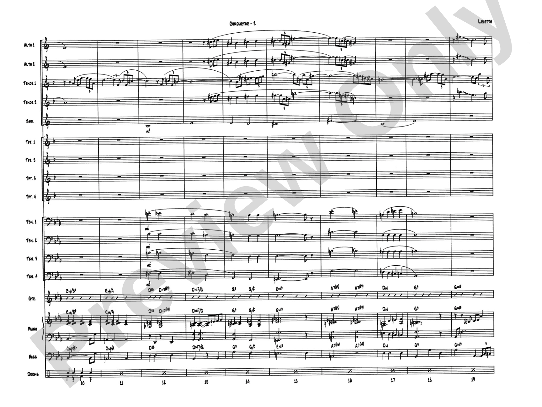 Lisette: Jazz Ensemble Conductor Score & Parts