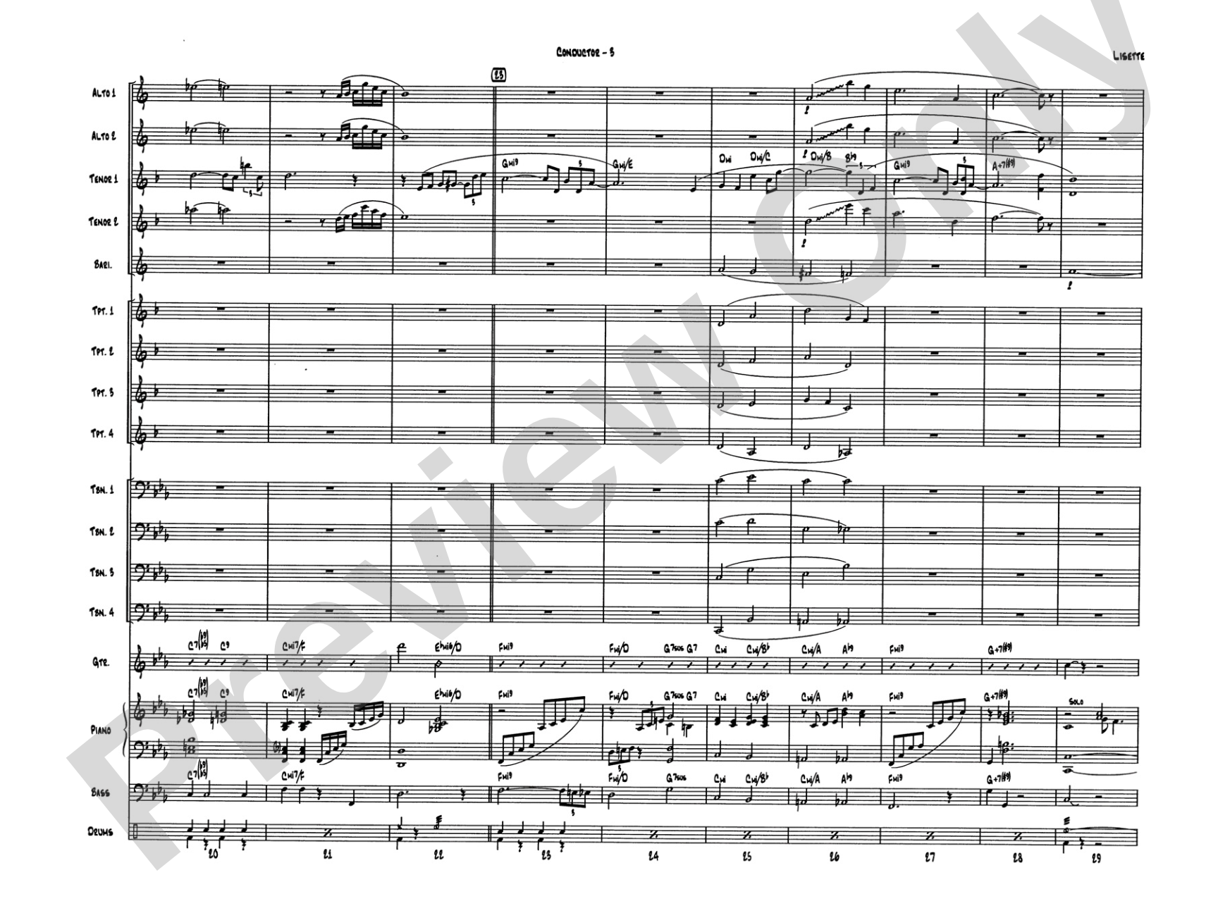 Lisette: Jazz Ensemble Conductor Score & Parts