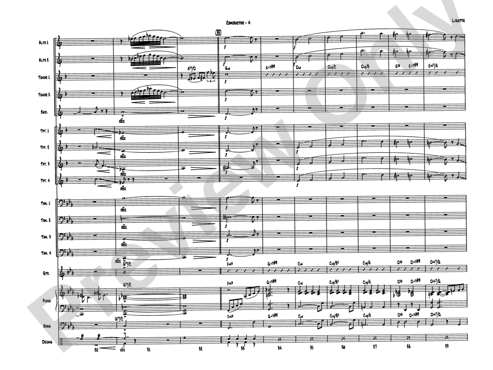 Lisette: Jazz Ensemble Conductor Score & Parts