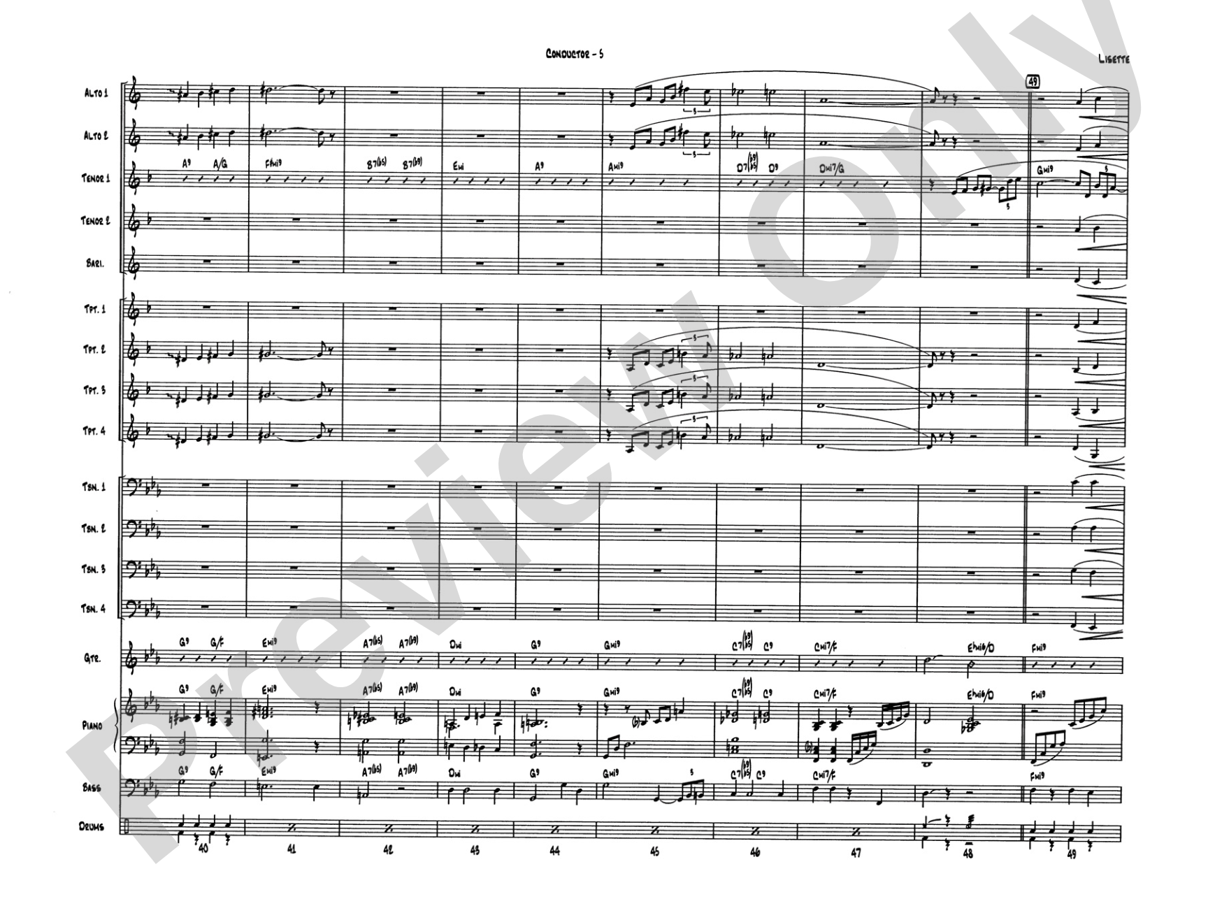 Lisette: Jazz Ensemble Conductor Score & Parts