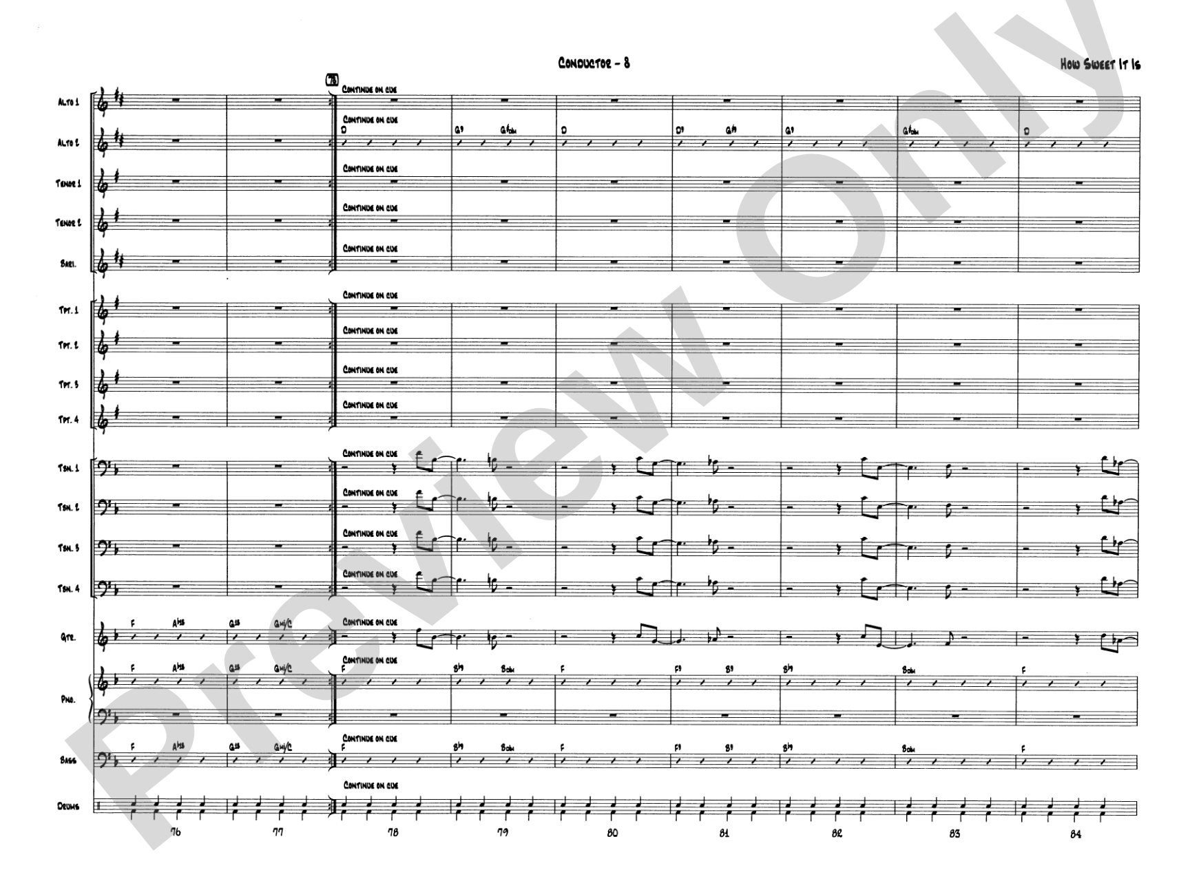 How Sweet It Is: Jazz Ensemble Conductor Score & Parts