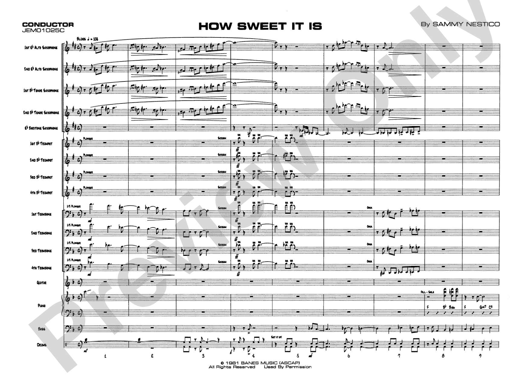 How Sweet It Is: Jazz Ensemble Conductor Score & Parts