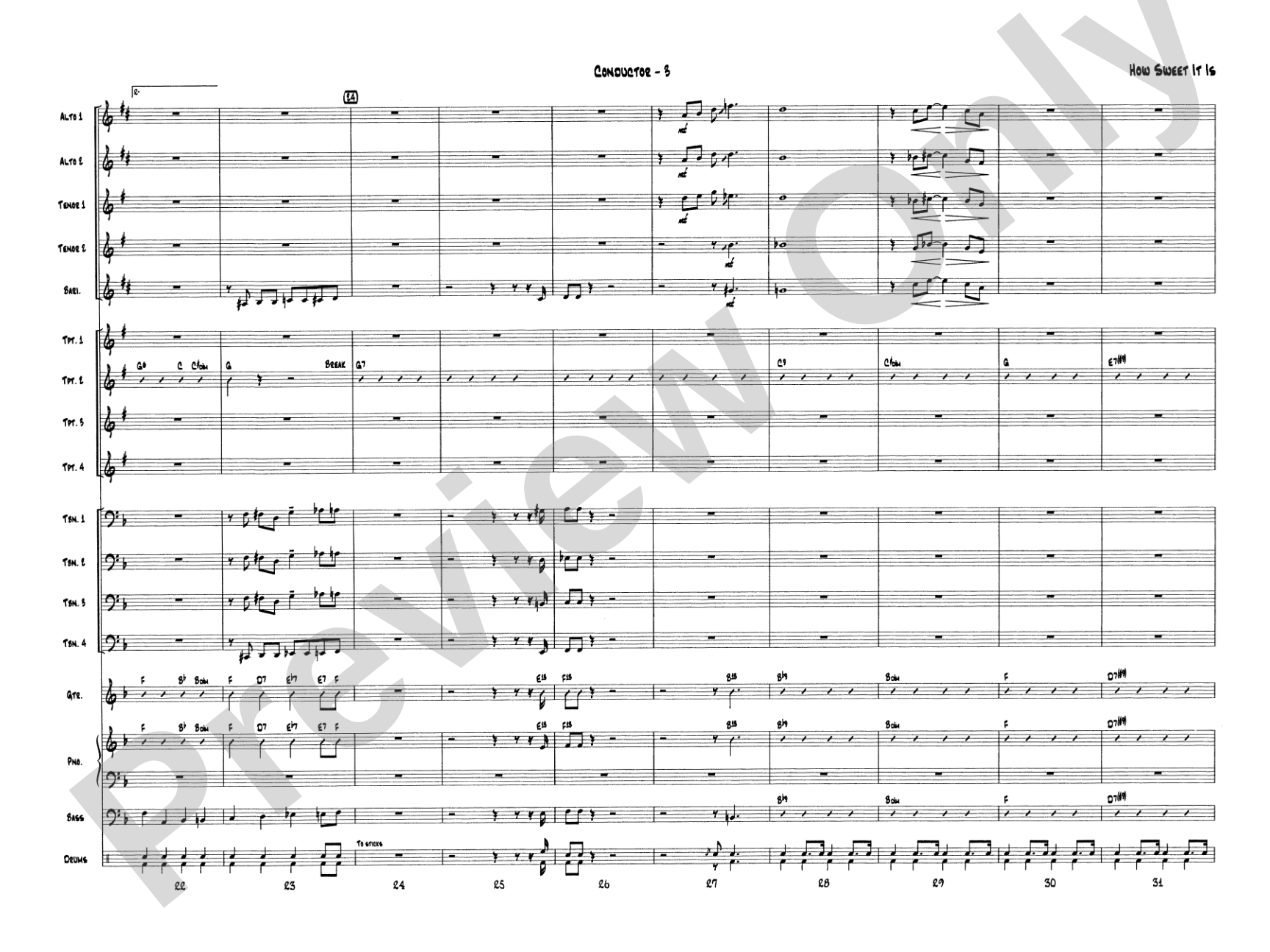 How Sweet It Is: Jazz Ensemble Conductor Score & Parts
