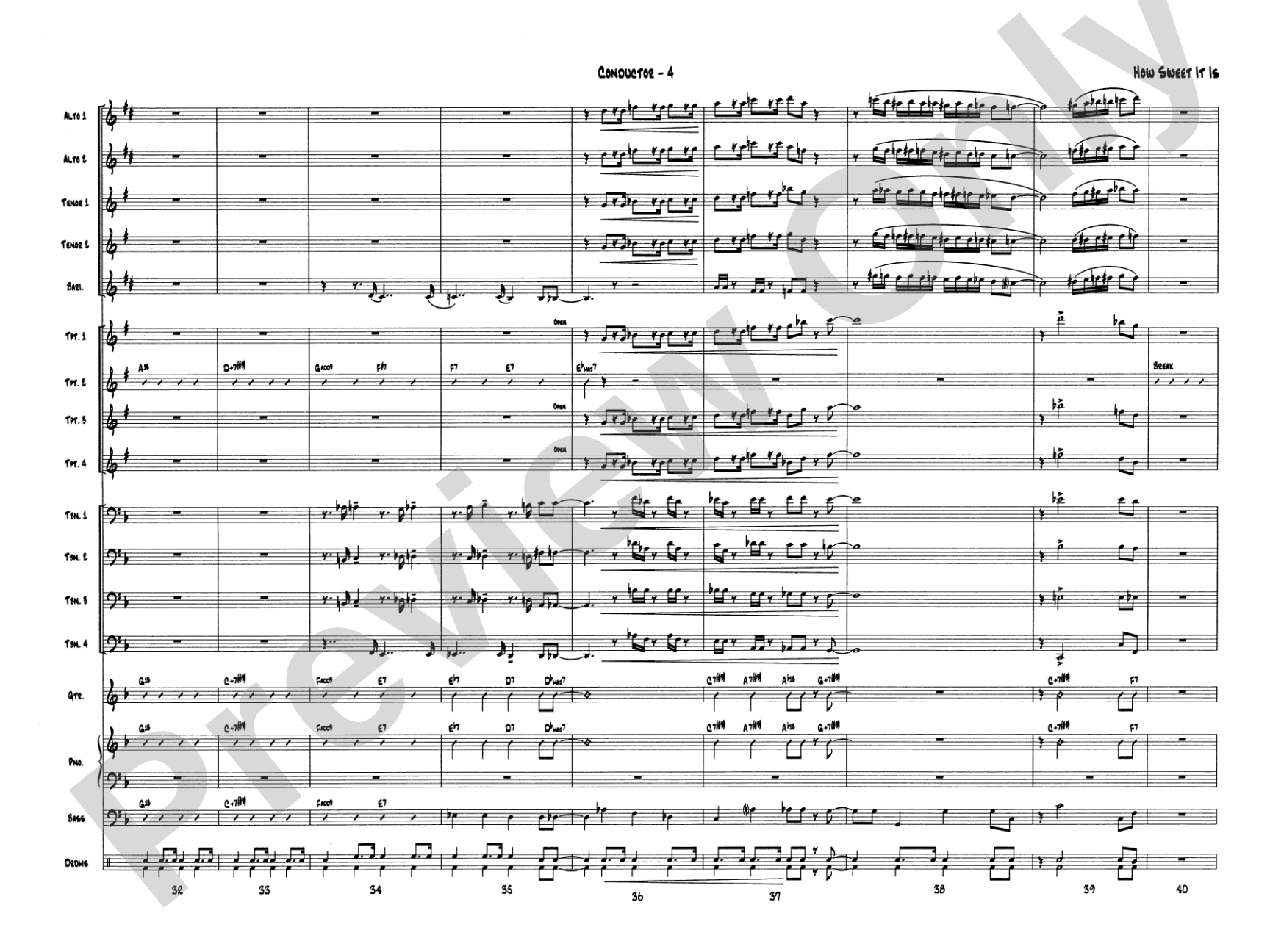 How Sweet It Is: Jazz Ensemble Conductor Score & Parts