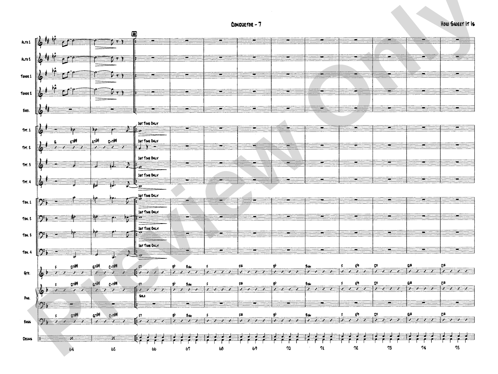 How Sweet It Is: Jazz Ensemble Conductor Score & Parts