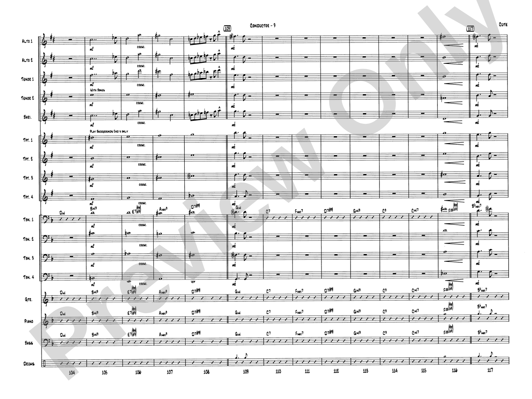 Cute: Jazz Ensemble Conductor Score & Parts