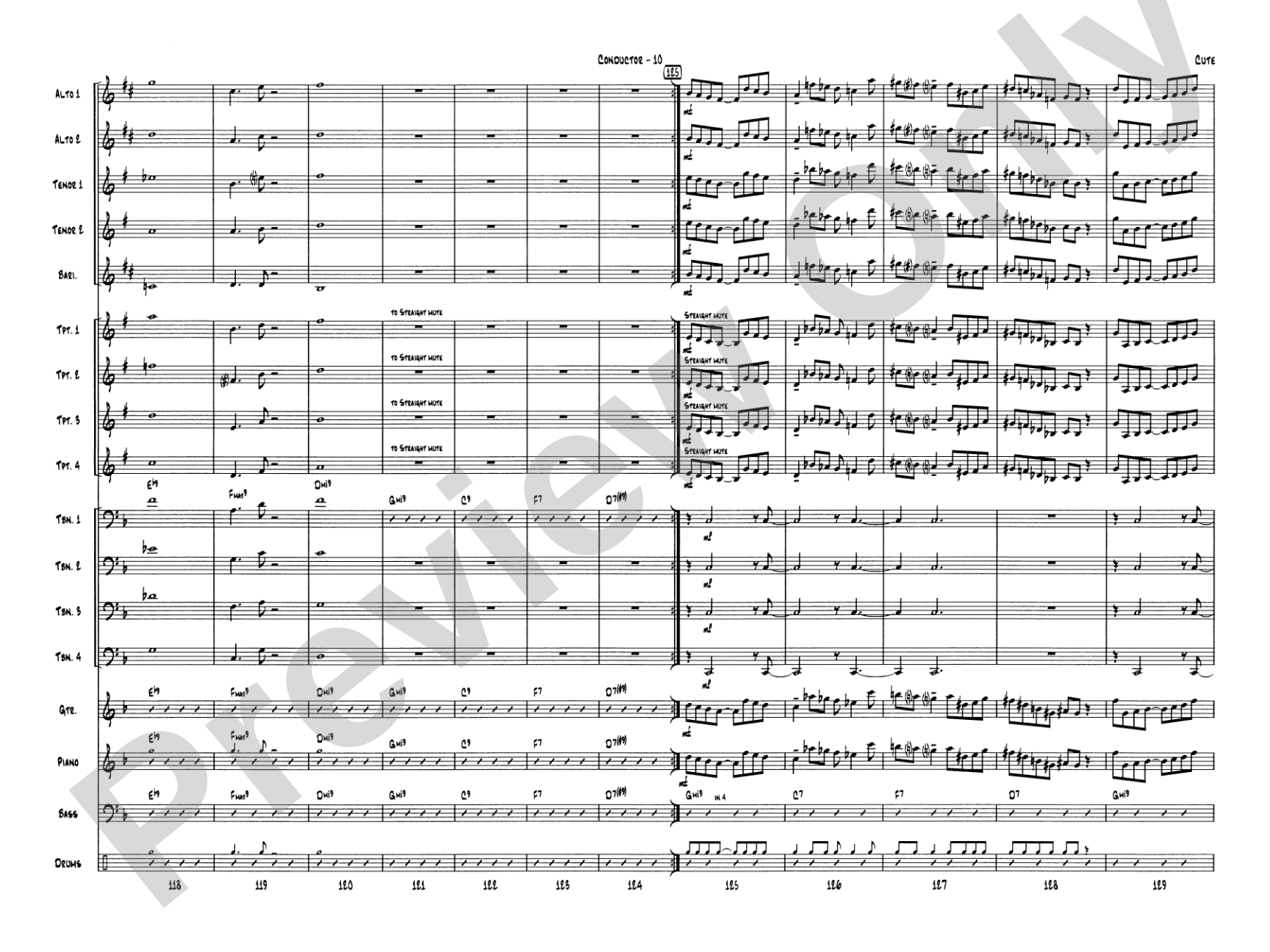 Cute: Jazz Ensemble Conductor Score & Parts