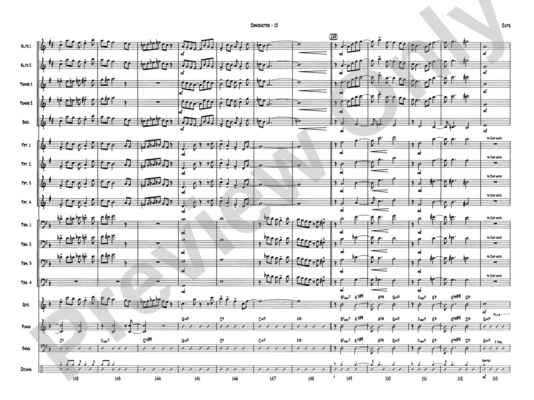 Cute: Jazz Ensemble Conductor Score & Parts