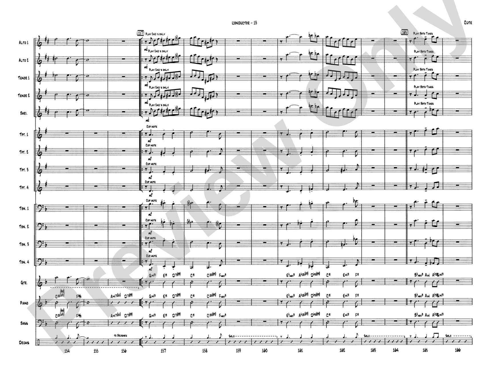 Cute: Jazz Ensemble Conductor Score & Parts