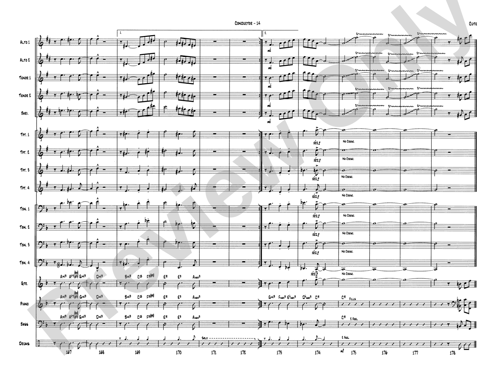 Cute: Jazz Ensemble Conductor Score & Parts