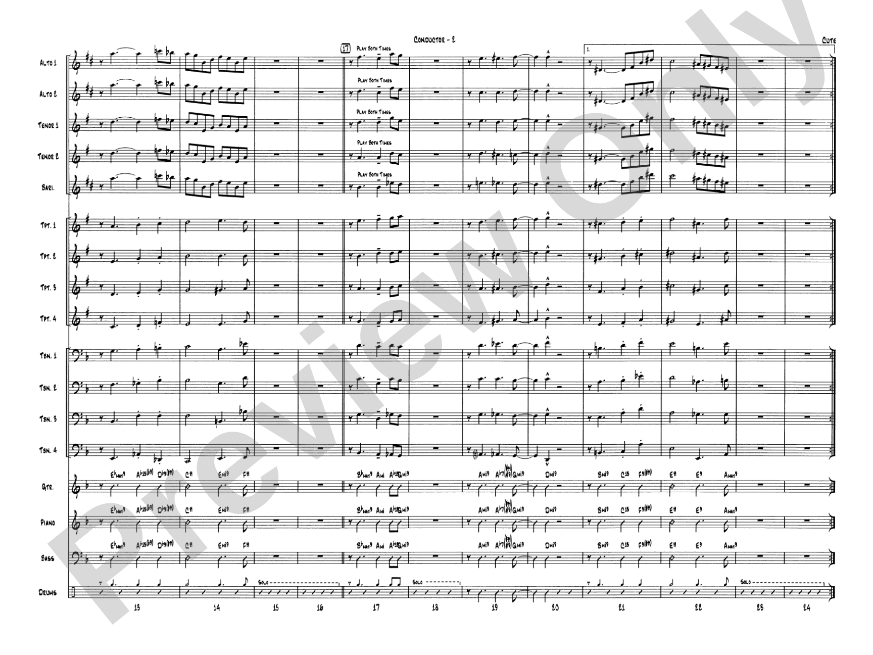 Cute: Jazz Ensemble Conductor Score & Parts