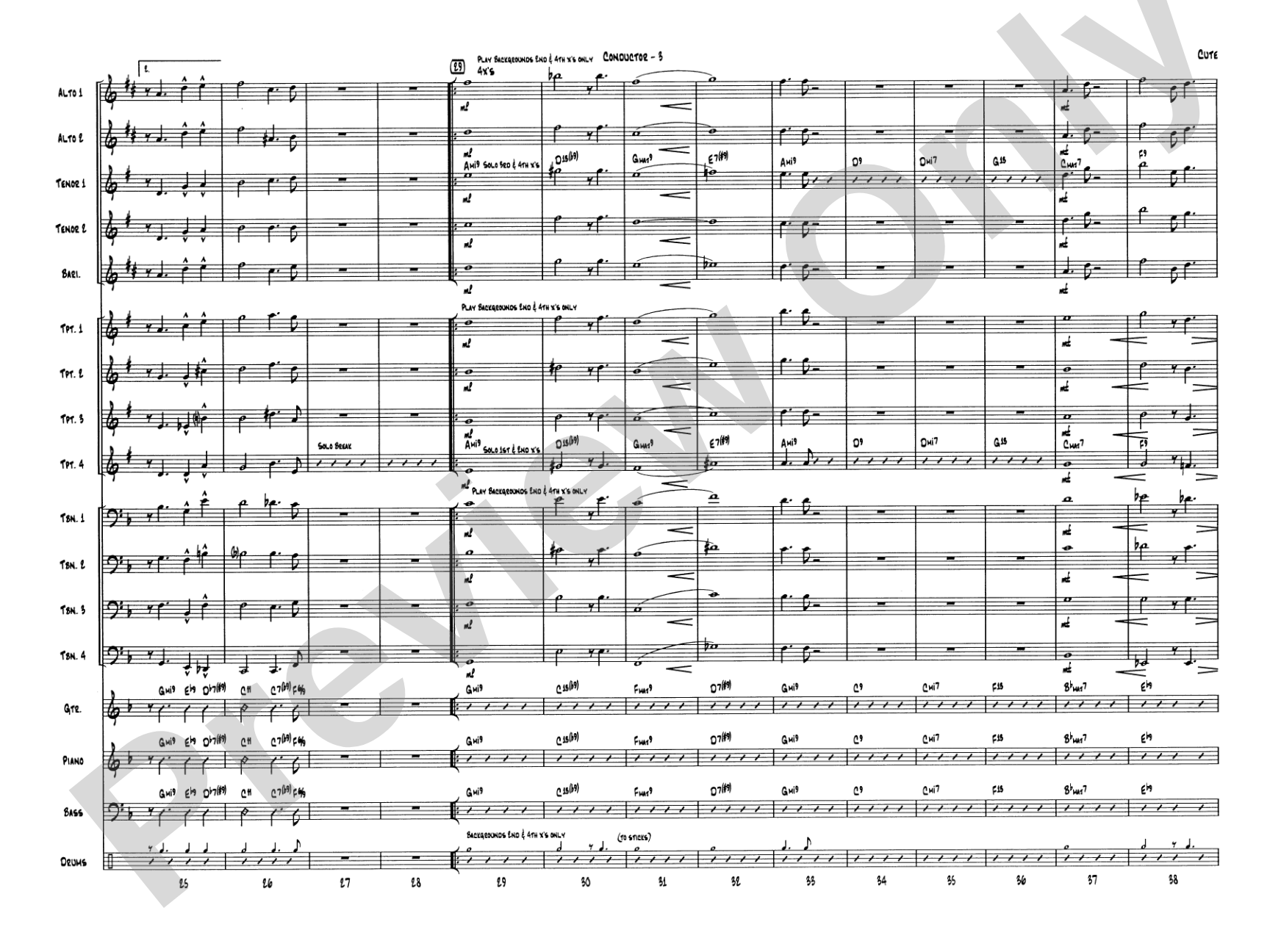Cute: Jazz Ensemble Conductor Score & Parts