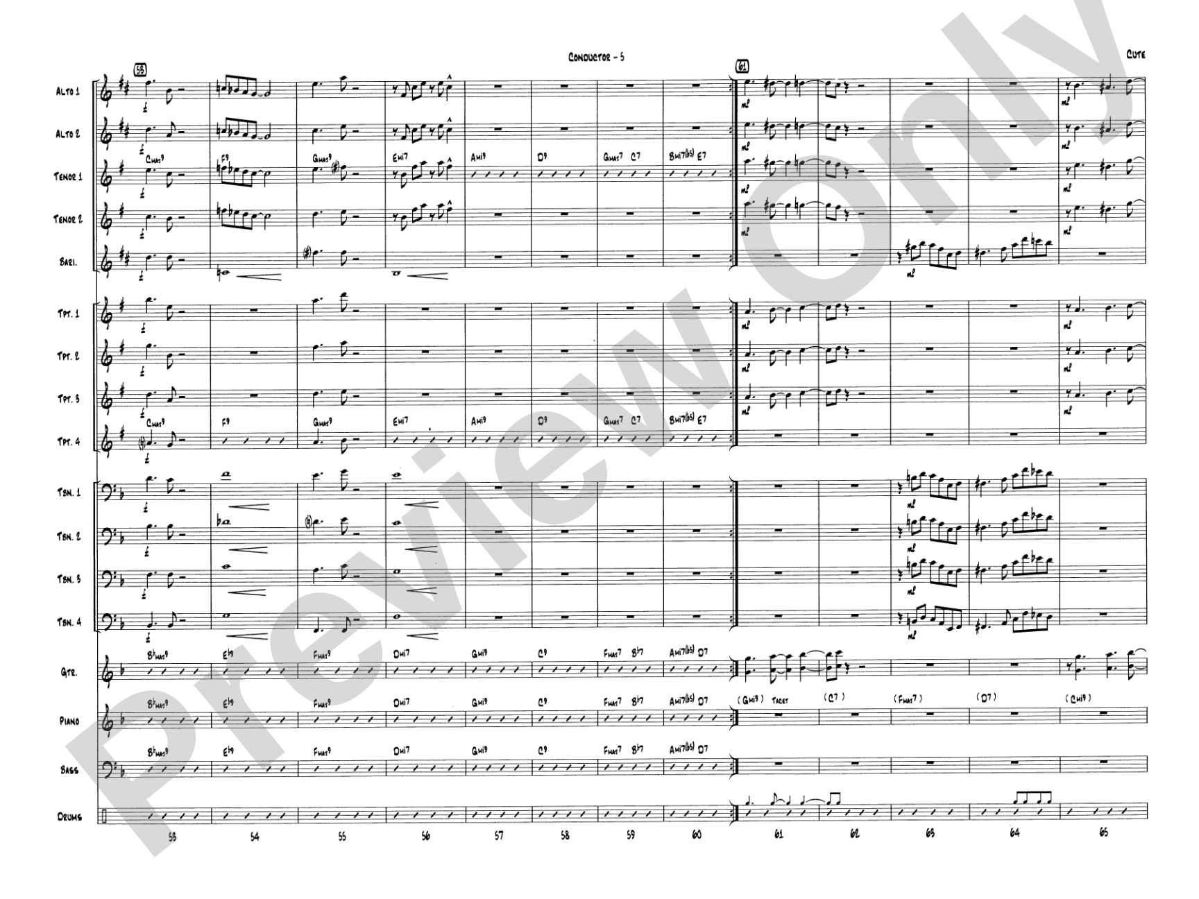 Cute: Jazz Ensemble Conductor Score & Parts