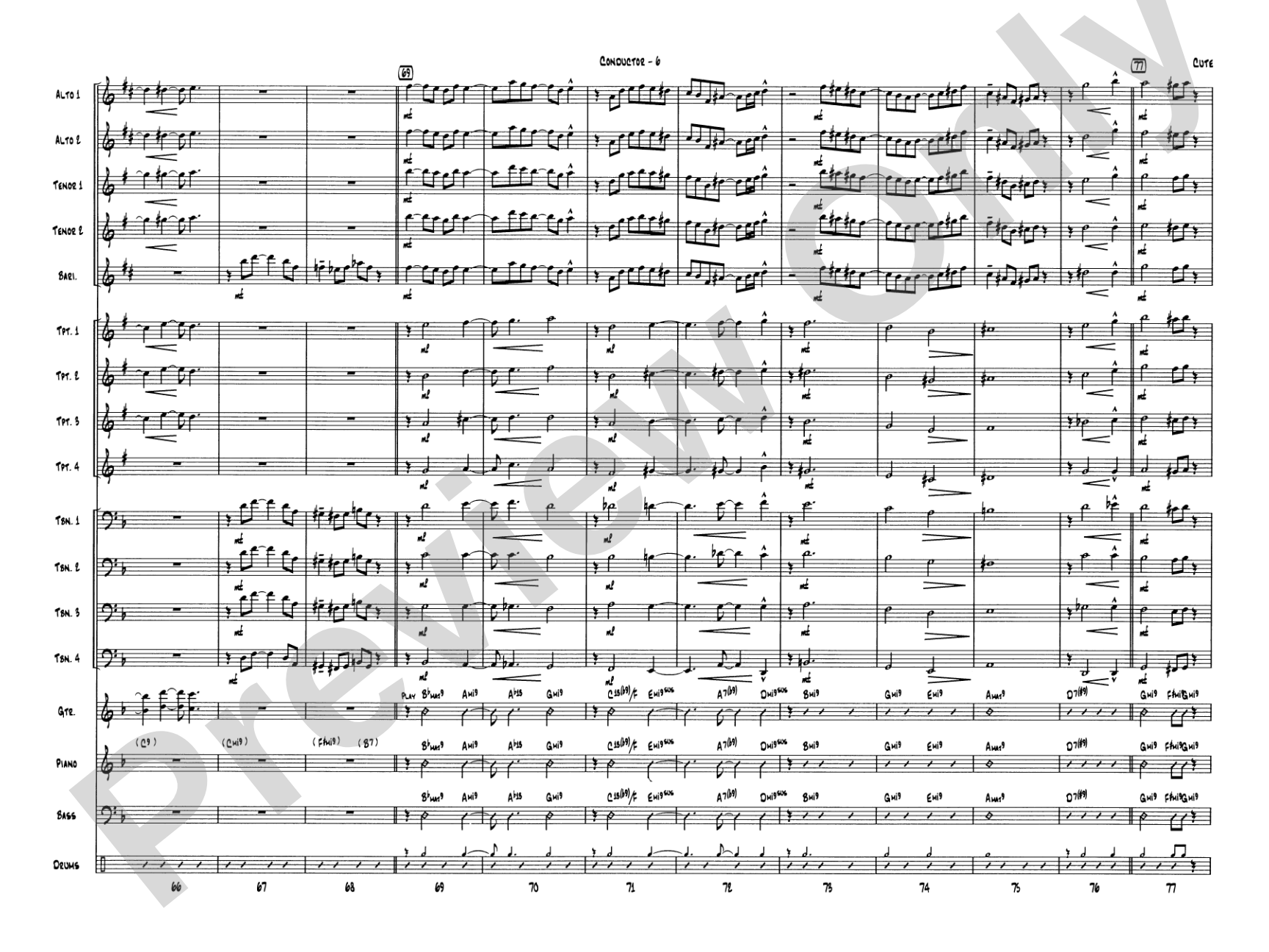 Cute: Jazz Ensemble Conductor Score & Parts