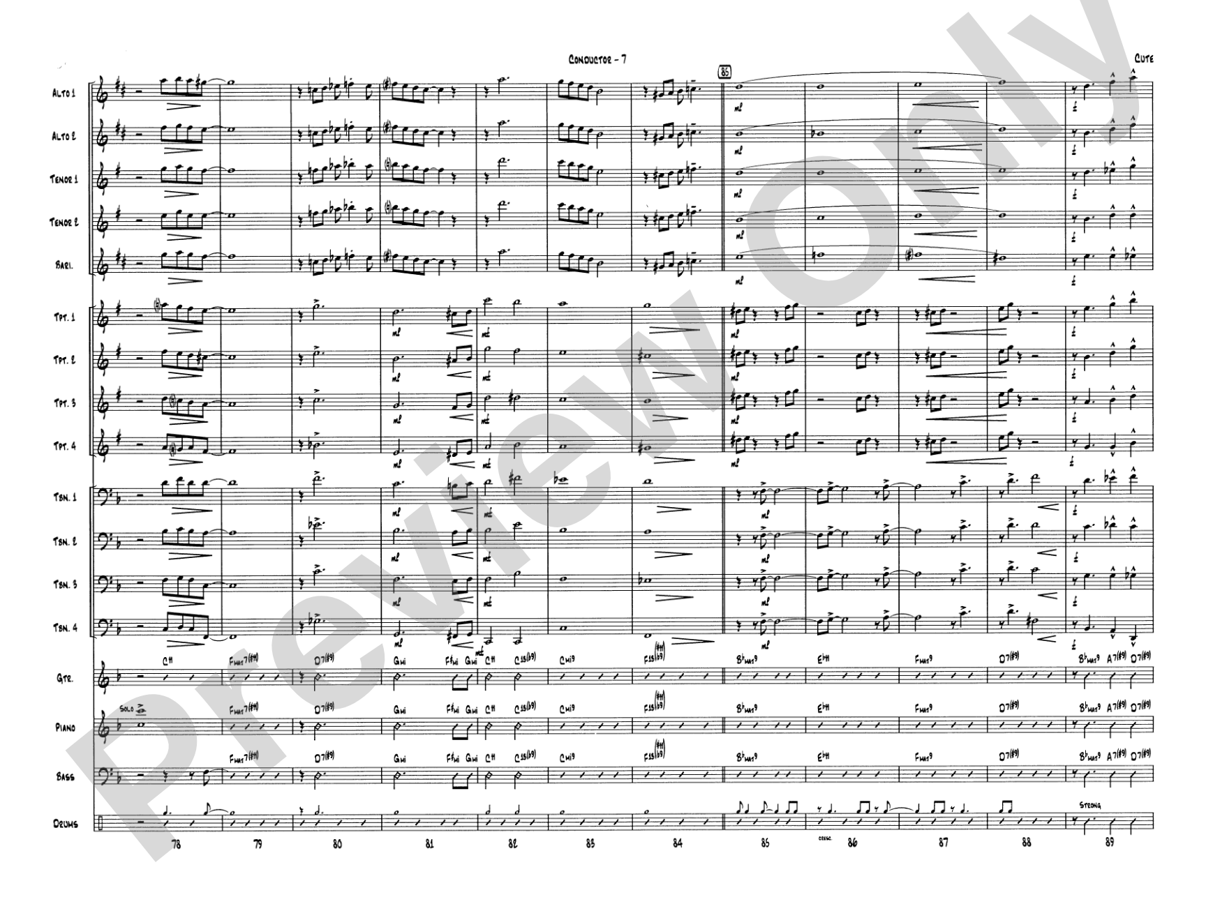 Cute: Jazz Ensemble Conductor Score & Parts